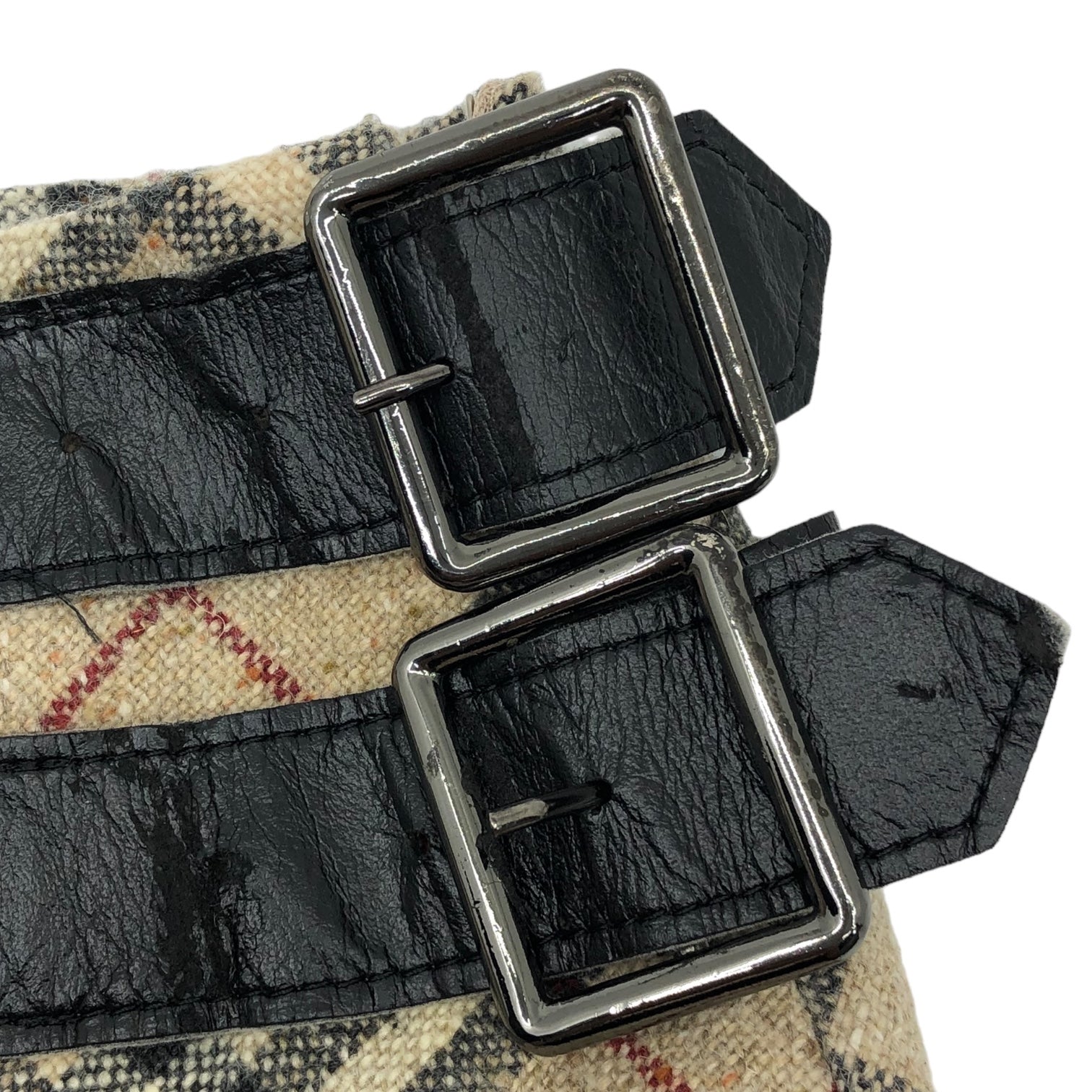 BURBERRY LONDON(バーバリーロンドン) Nova Check Angora Cashmere Blend Leather Belt Long Skirt ノヴァチェック アンゴラ カシミヤ ブレンド レザー ベルト ロング スカート FX058-074 36(S程度) ベージュ