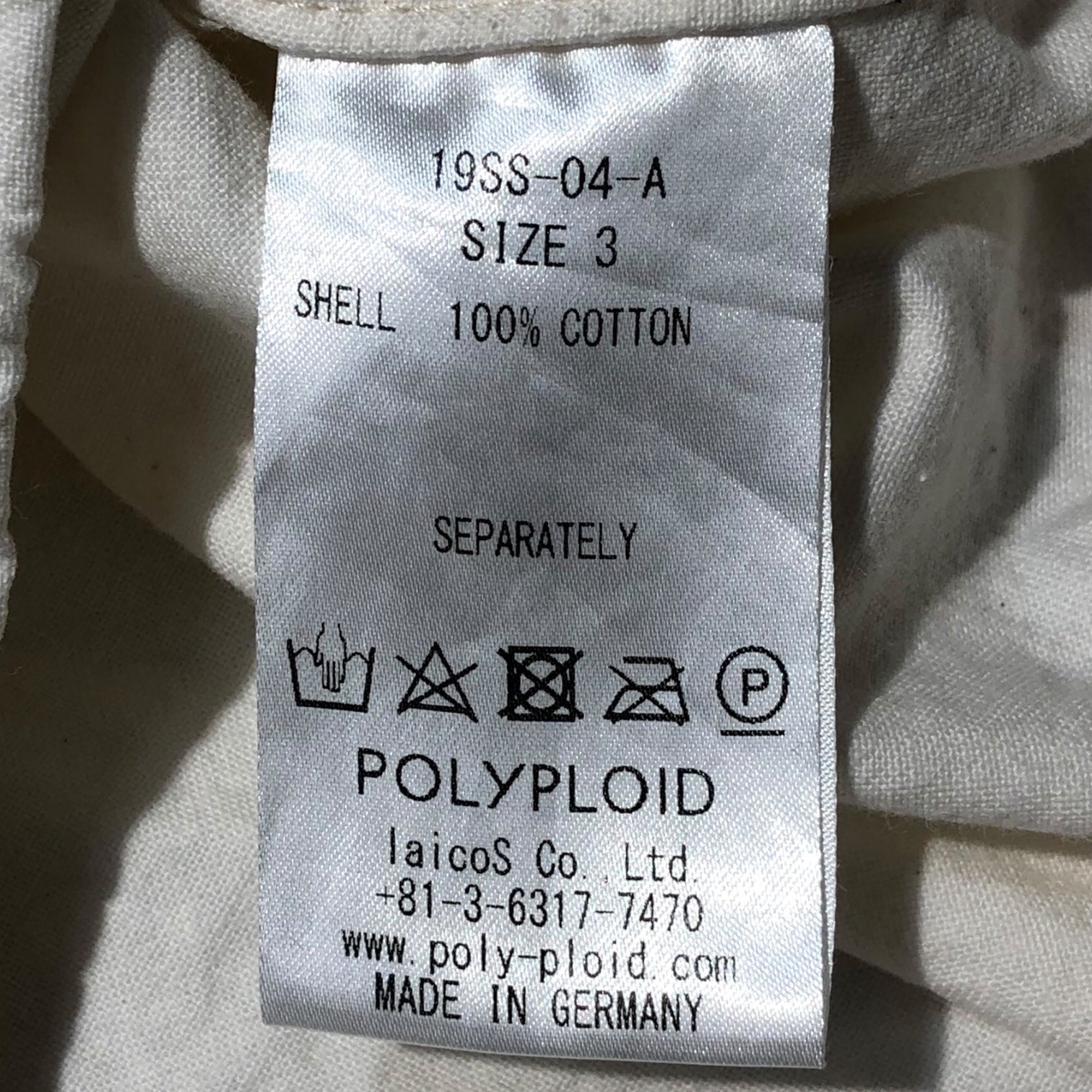 POLYPLOID(ポリプロイド) 19SS SNAP T PULLOVER TYPE A 19SS-04-A 3(L) オフホワイト 参考定価41,040円(税込)