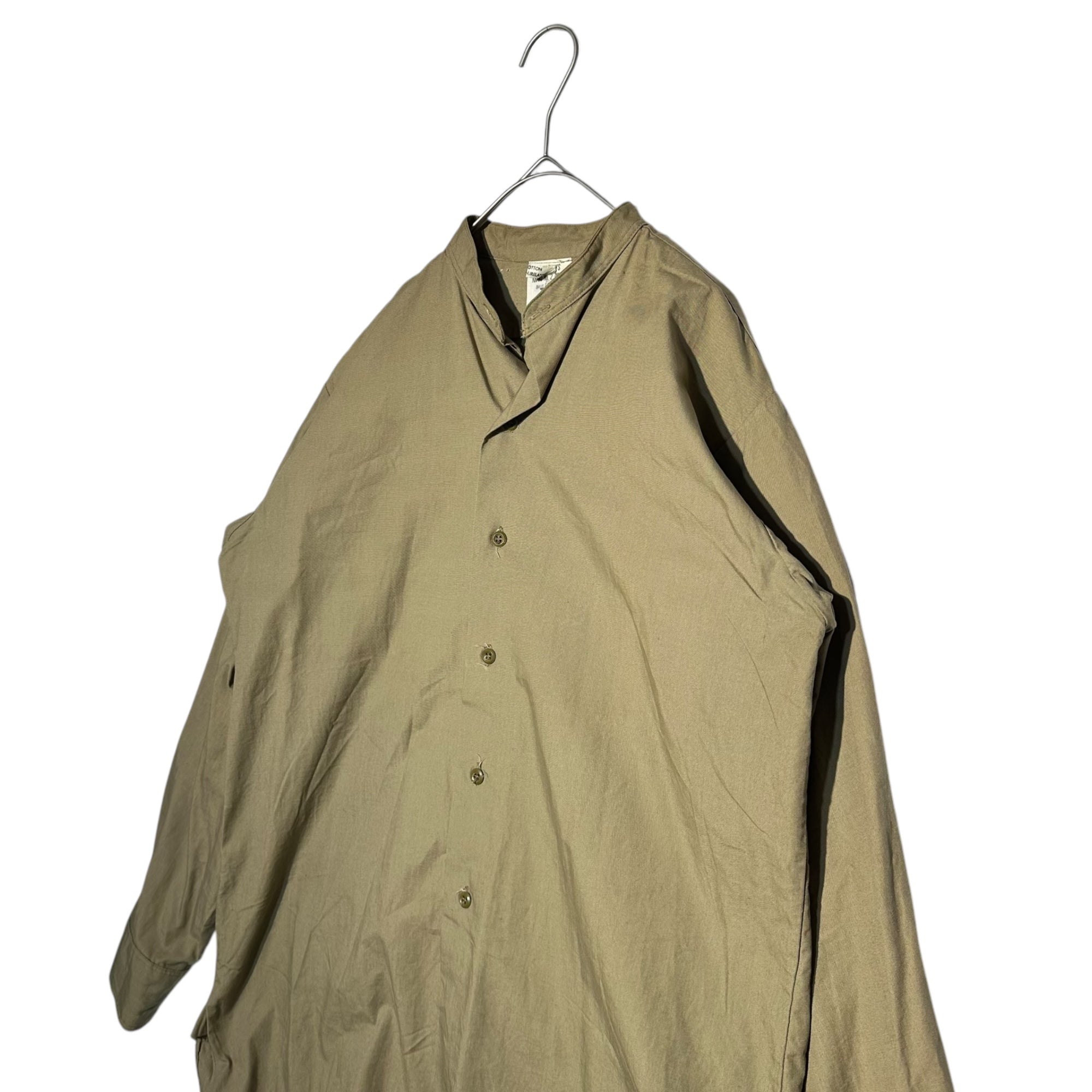 British Army(イギリス軍) 60's ~ 70's C.W.S. Officer Shirt オフィサー シャツ 14 1/2 カーキ ヴィンテージ 古着 ミリタリー バンドカラー 推定60年代~70年代