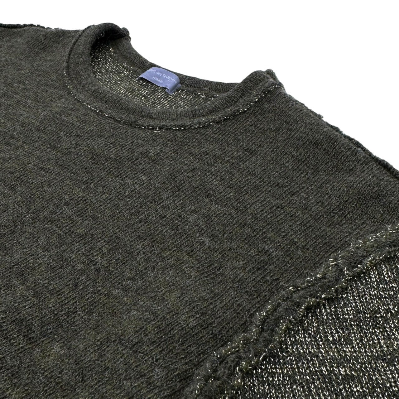 COMME des GARCONS HOMME(コムデギャルソンオム) 80~90's Archives Inside Out Sleeve Switching Crew Neck Wool Knit アーカイブ インサイドアウト 袖切替 クルーネック ウール ニット 田中オム FREE グレー