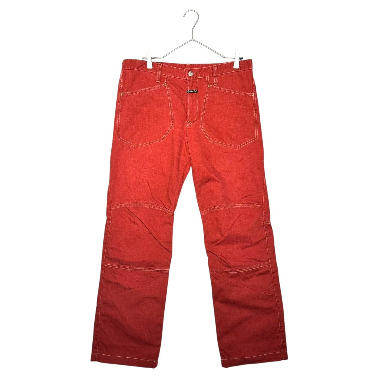 MARITHE FRANCOIS GIRBAUD(マリテフランソワジルボー) 00's Double Knee Wide Denim Pants ダブルニー ワイド デニム パンツ M7-2819 L レッド