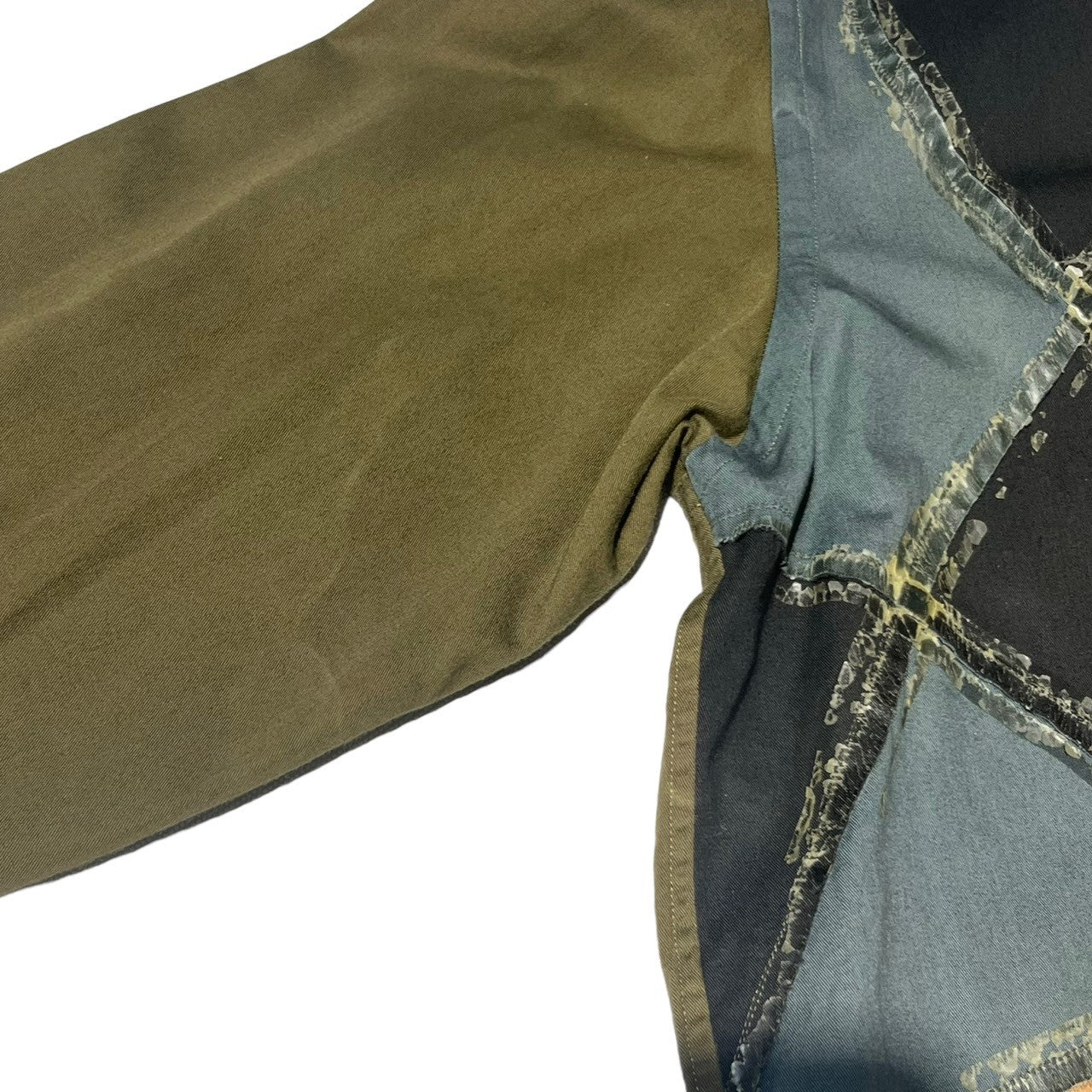 COMME des GARCONS HOMME(コムデギャルソンオム) 03AW multi patchwork shirt マルチ パッチワーク シャツ HK-B041 L カーキ AD2003 田中オム
