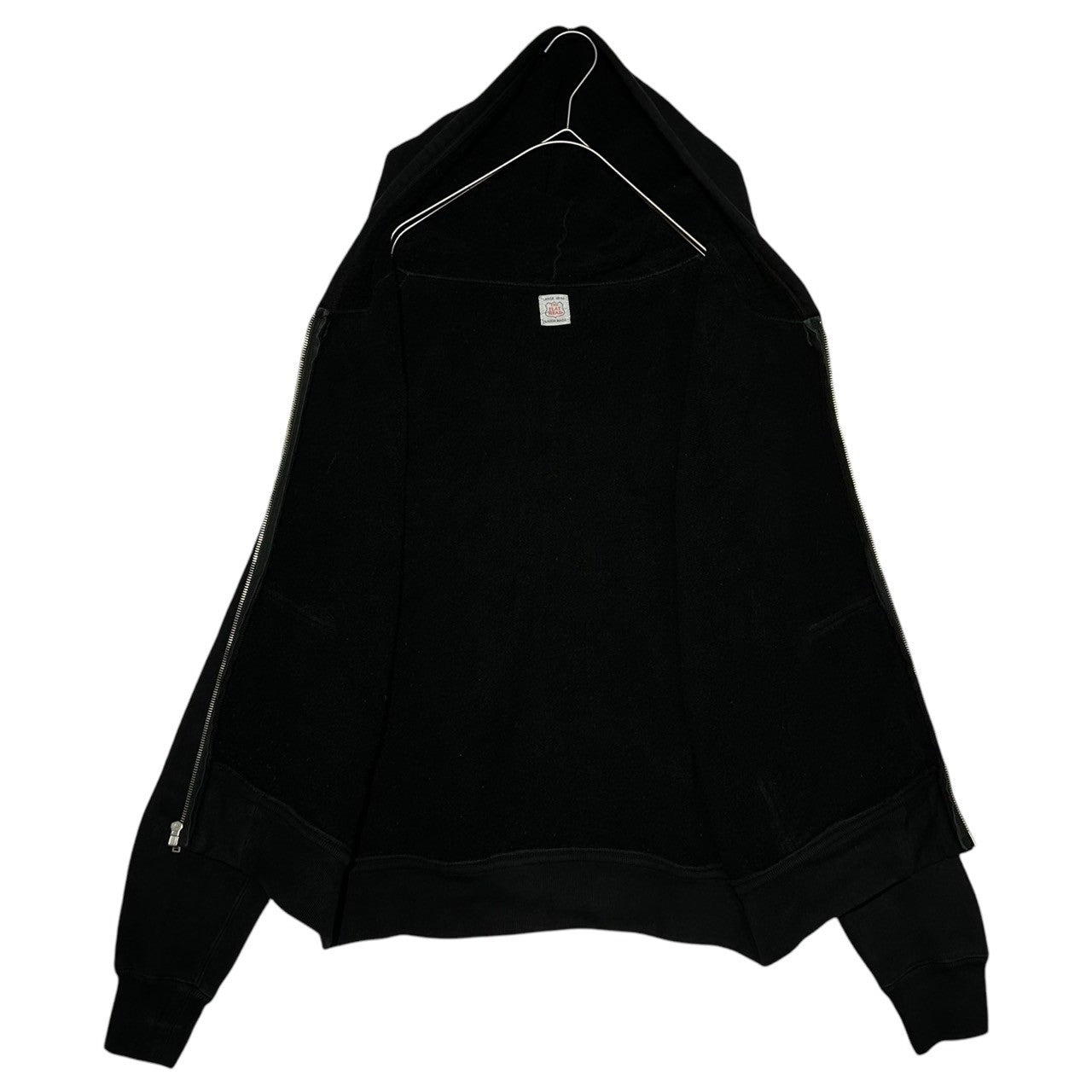 THE FLAT HEAD(ザフラットヘッド) Back-filled Logo Print Zip Hoodie 裏起毛 ロゴ プリント ジップ パーカー L ブラック