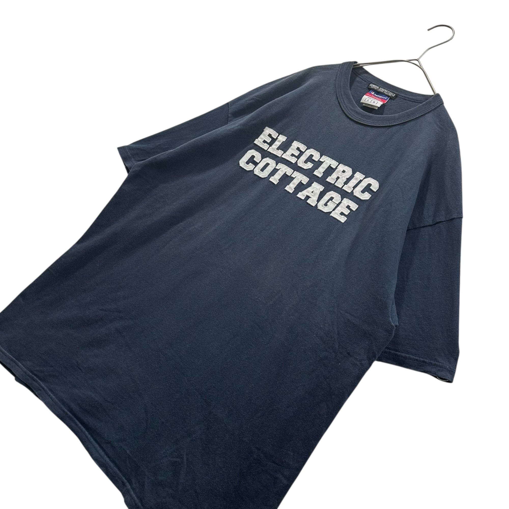 ELECTRIC COTTAGE(エレクトリックコテージ) 2002SS Patch Logo T-shirt ワッペン ロゴ Tシャツ L ネイビー championボディ