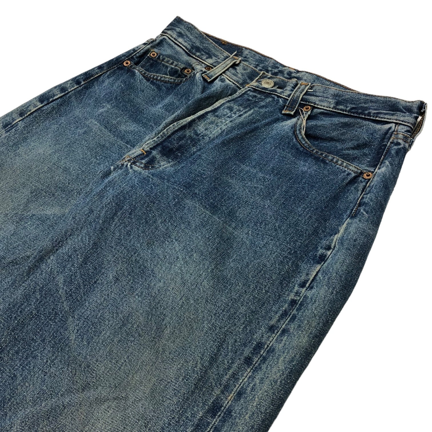 Levi's(リーバイス) 90's 501 straight denim pants ヴィンテージ セルビッチ ストレート デニム パンツ ジーンズ 555-0294 W31 インディゴ USA製 裏ボタン555 バレンシア工場 赤耳
