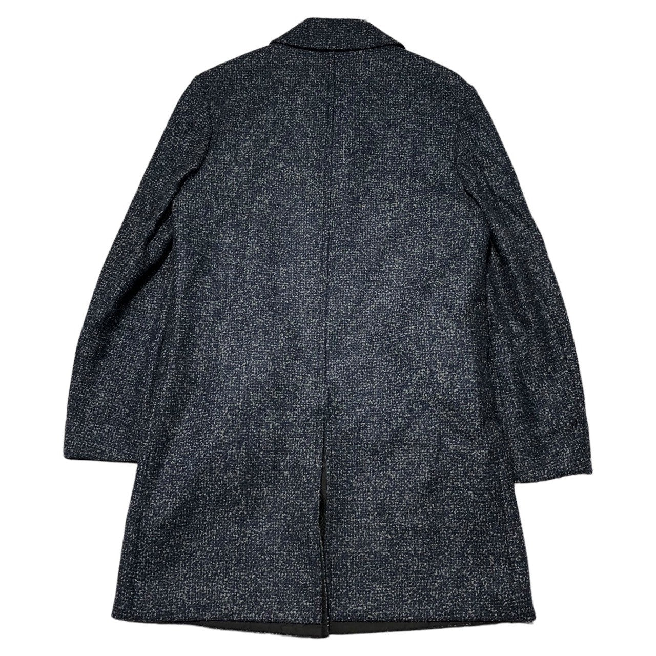 Aquascutum(アクアスキュータム) Reversible tweed wool nylon stainless steel collar coat リバーシブル ツイード ウール ナイロン ステンカラー コート 38(M程度) ネイビー×ブラック