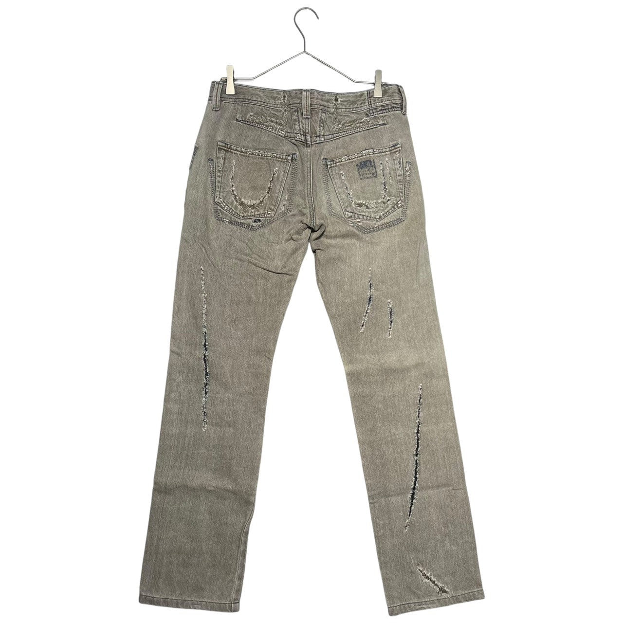 MARITHE FRANCOIS GIRBAUD(マリテフランソワジルボー) 00's Vintage processed straight denim pants ヴィンテージ加工 ストレート デニム パンツ M7-1113 M グレー Y2K