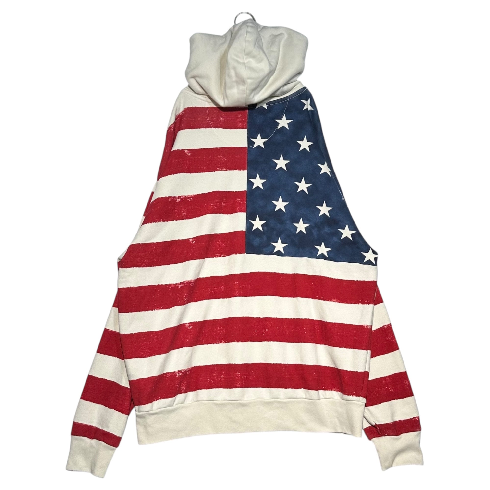 BALMAIN×GAP(バルマン×ギャップ) 18AW American Flag Hoodie 星条旗 ロゴ プリント プルオーバー パーカー 383811-00 M ホワイト×レッド×ネイビー USA国旗
