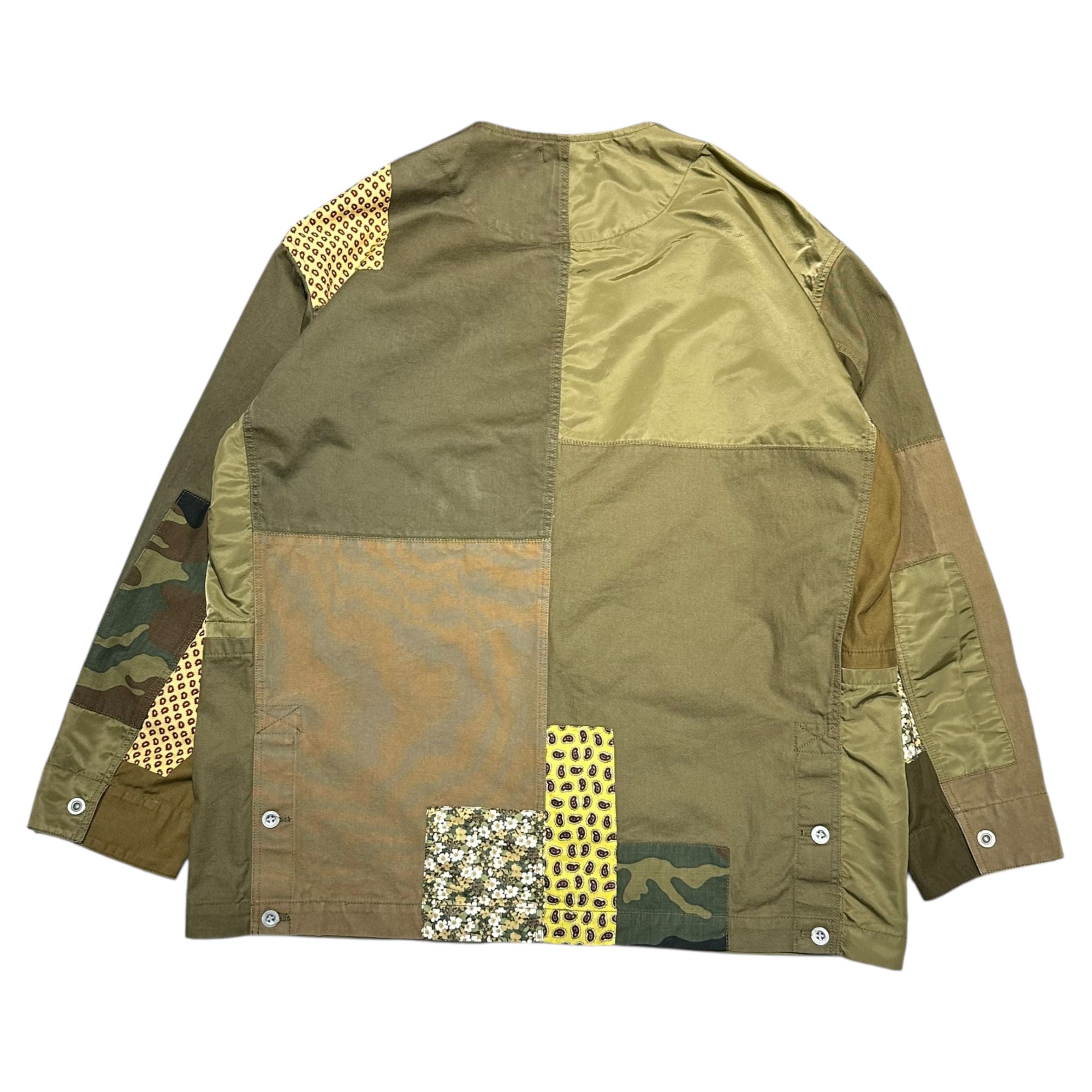 COMME des GARCONS HOMME(コムデギャルソンオム) 25SS Cotton Oxford Multi Fabric Khaki/mix Jacket コットン オックスフォード 異素材 カーキ ミックス ジャケット ノーカラー HO-J017 M カーキ AD2024 参考定価97,900円(税込)