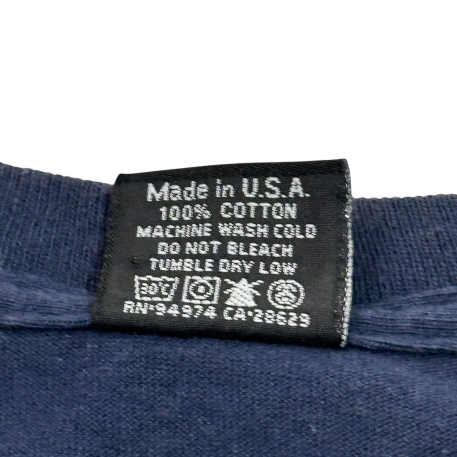 STUSSY(ステューシー) 00's USA made CUSTOMADE Mountain Print Logo Crew Neck T-Shirt カスタムメイド 山岳 プリント ロゴ クルーネック Tシャツ 表記無(M程度) ネイビー×ブルー USA製
