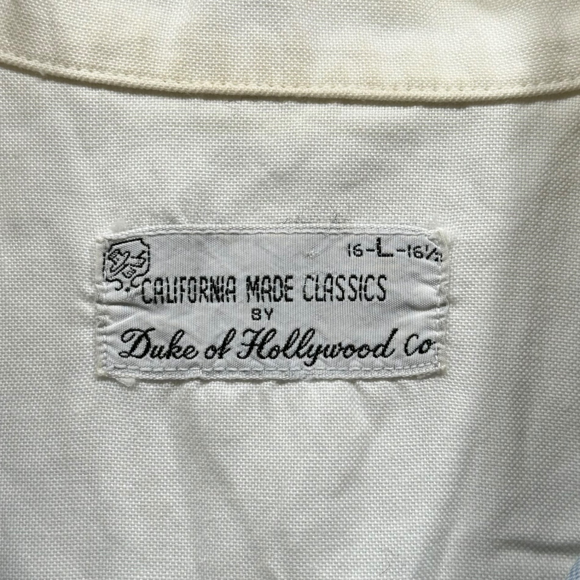 Duke of Hollywood(デュークオブハリウッド) 60’s~70's Striped Open-Collar S/S Shirt ストライプ オープンカラー 半袖 シャツ L ホワイト×スカイブルー 60年代~70年代 ヴィンテージ