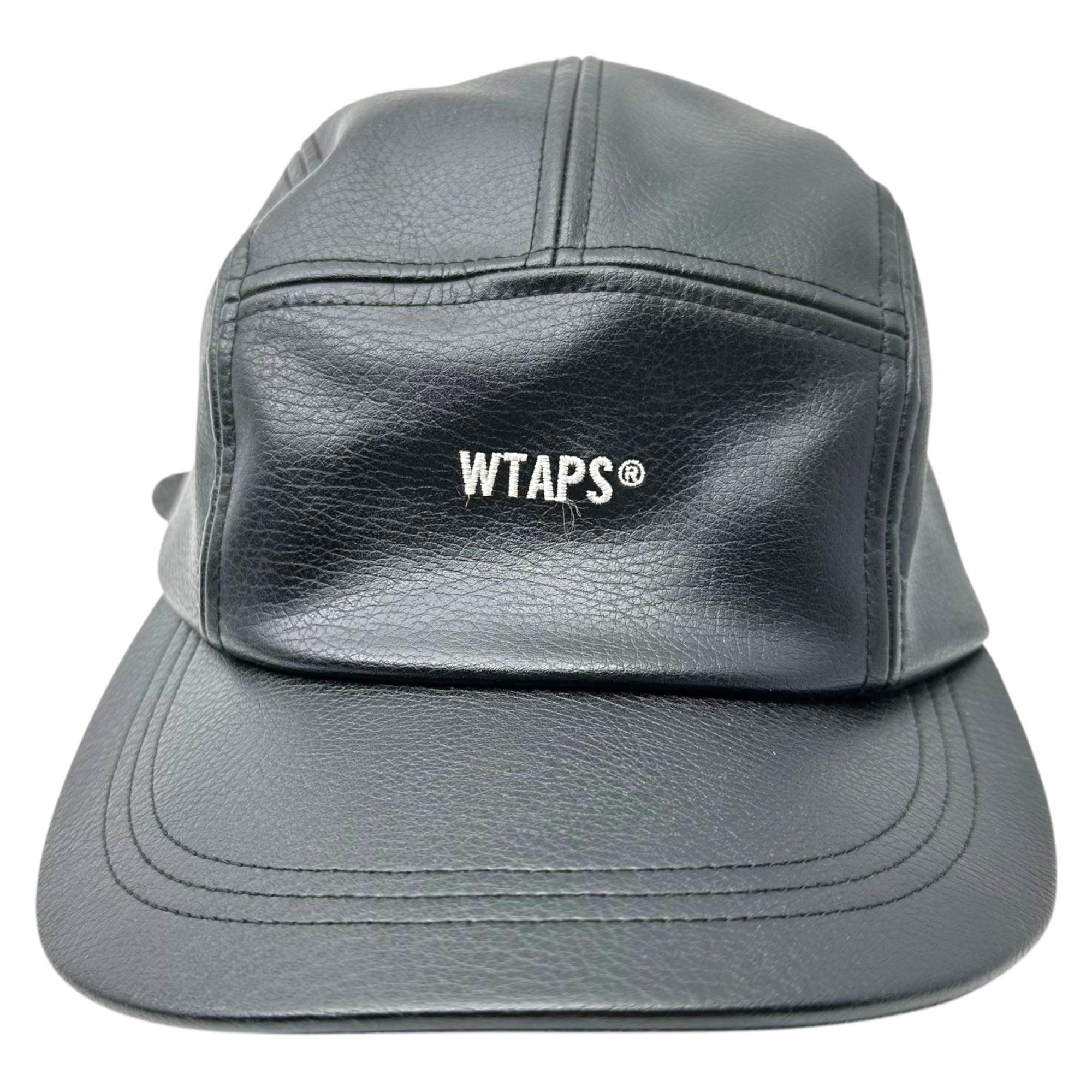 WTAPS(ダブルタップス) 22AW T-5 04/CAP/SYNTHETIC.SIGN 222HCDT-HT13 シンセティック サイン キャップ ブラック 帽子 222HCDT-HT13 ブラック フェイクレザー