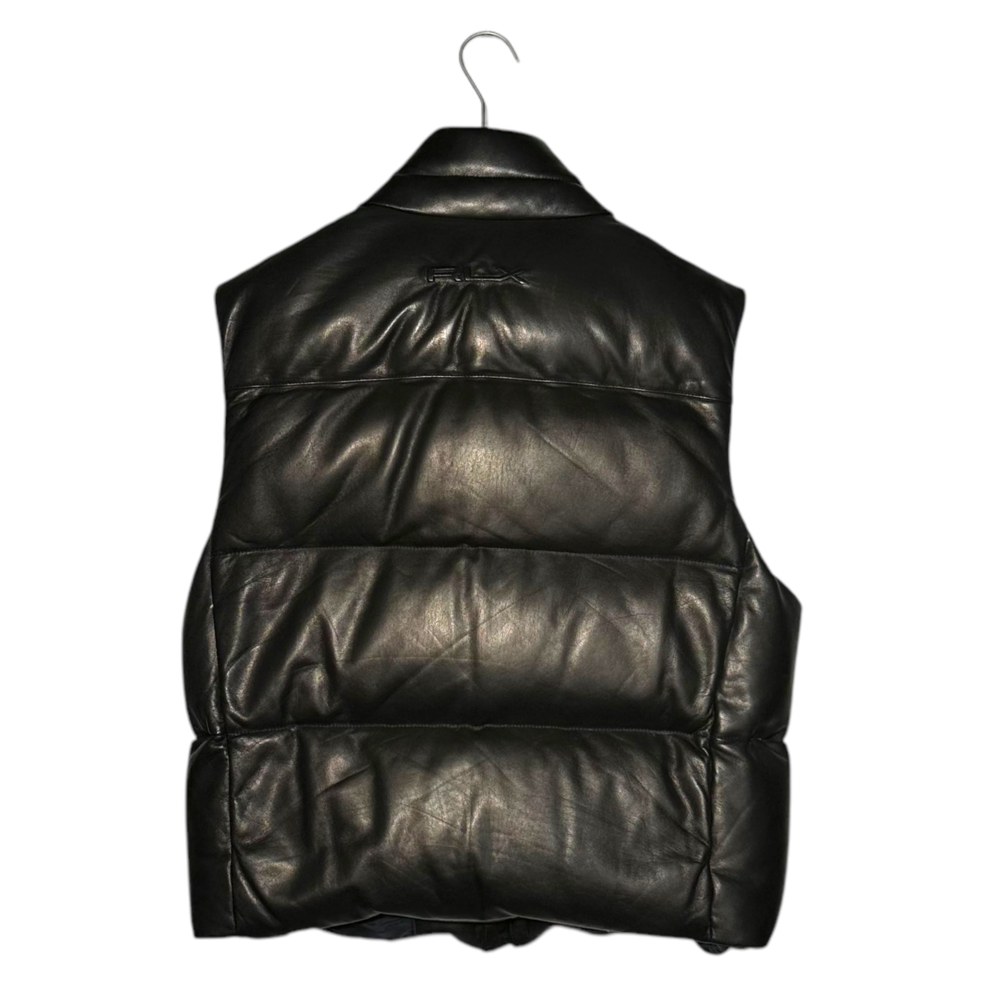 RLX RALPH LAUREN(アールエルエックスラルフローレン) 00'S All leather down vest オールレザー ダウン ベスト ラムスキン L ブラック