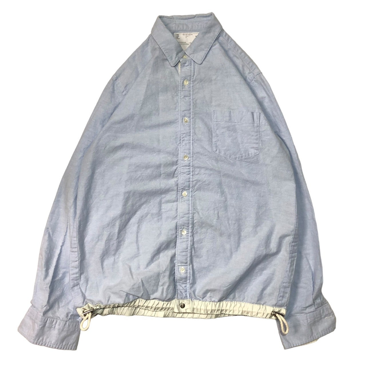 sacai(サカイ) 17SS Drawstring Shirts ドロスト シャツ 長袖 ドローコード コットン SIZE 3(L) ライトブルー×ホワイト