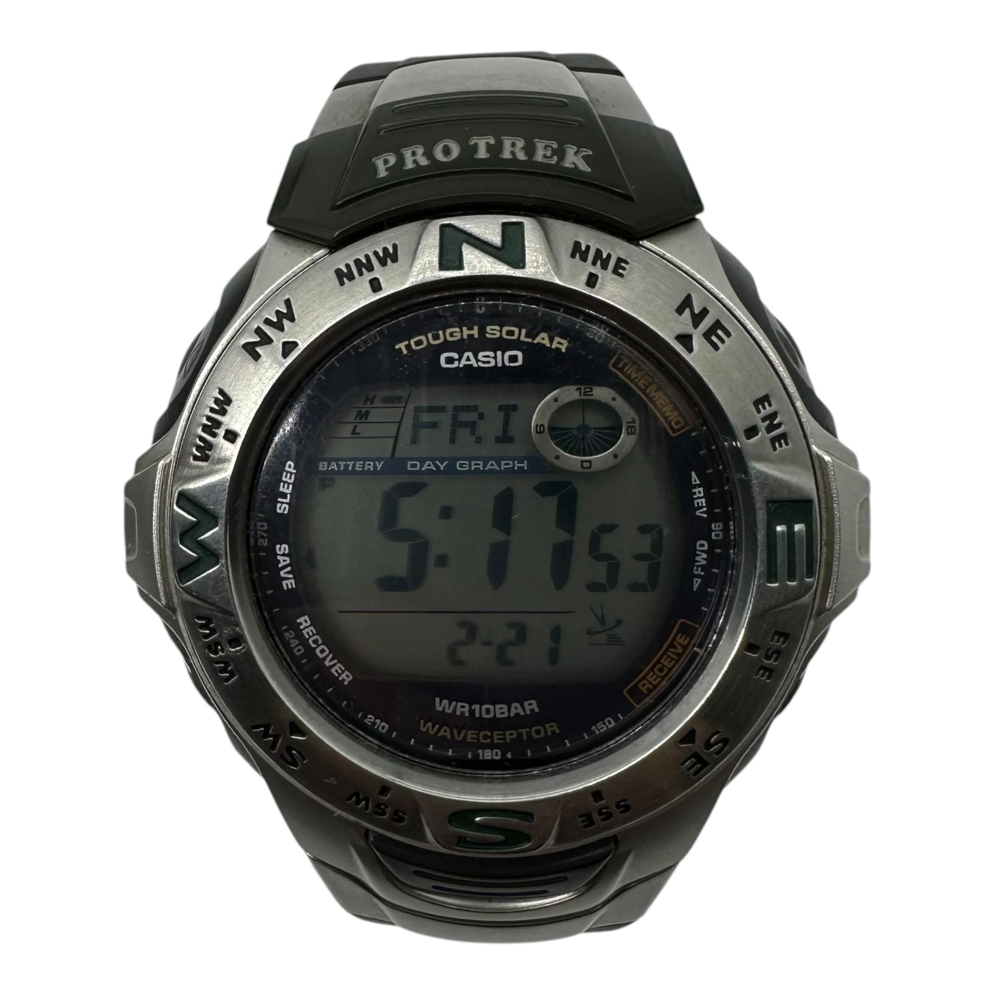 CASIO(カシオ) PROTREK プロテック ソーラー デジタル ウォッチ PRW-100BJ ブラック×シルバー 腕時計 アウトドア