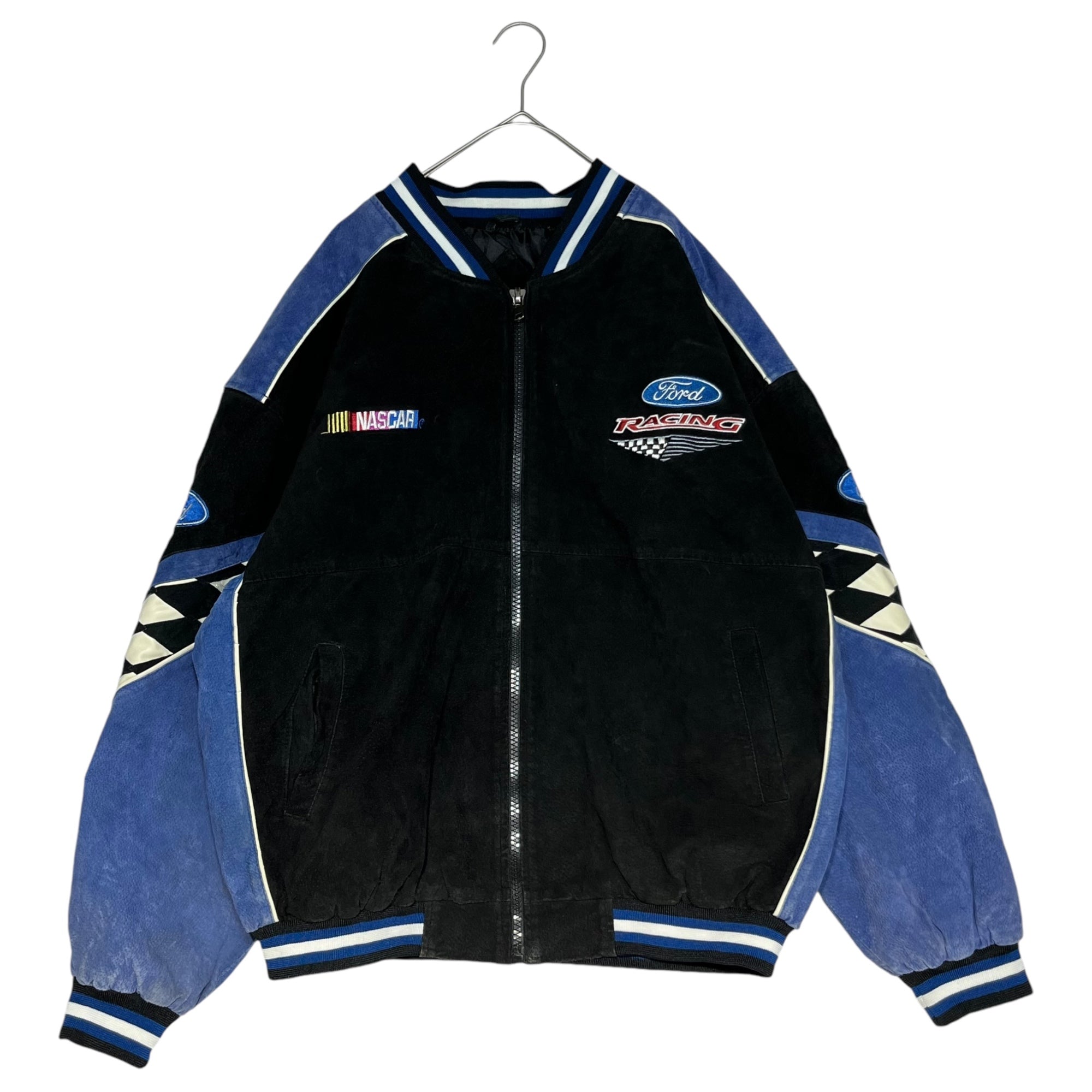 ESSEX(エセックス) 90's "Ford Racing" フォード レーシング スエード スウェード レーシングジャケット 90年代 L ブラック×ブルー
