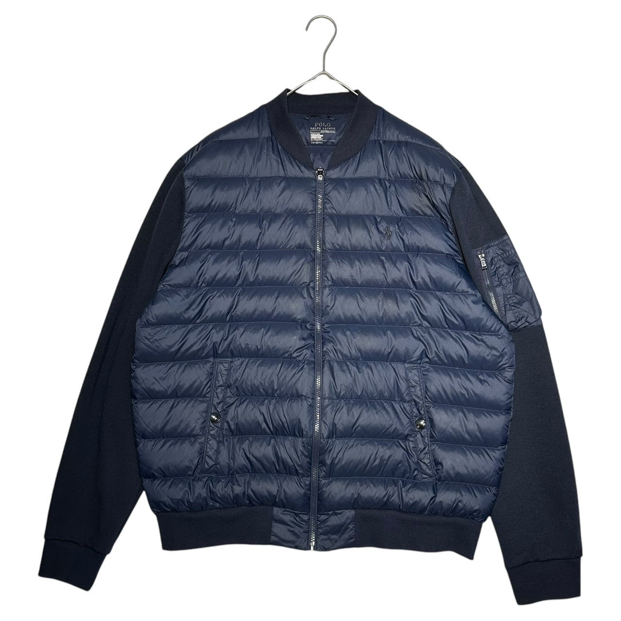 POLO RALPH LAUREN(ポロラルフローレン) Sleeve Switching Ribbed Neck Down Blouson Jacket 袖切替 リブネック ダウン ブルゾン ジャケット 710671057001 L ネイビー