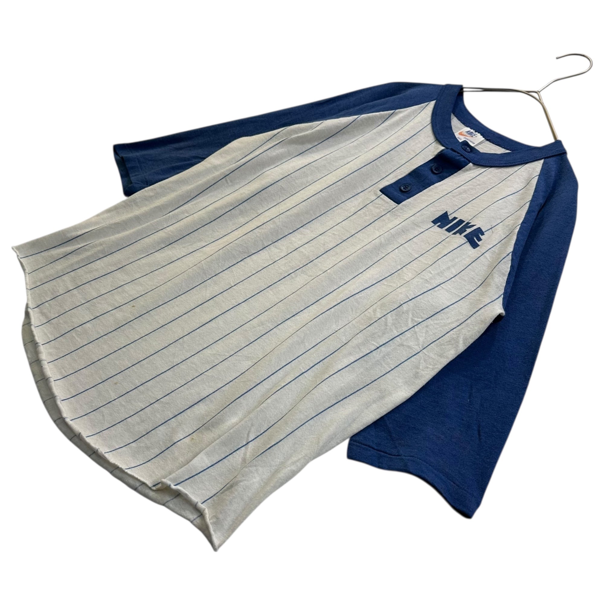 NIKE(ナイキ) 70's baseball shirt ゴツナイキ ベースボール シャツ 38-40(SM程度) ホワイト×ブルー 70年代 ヴィンテージ オリジナル ラグラン カットソー Tシャツ