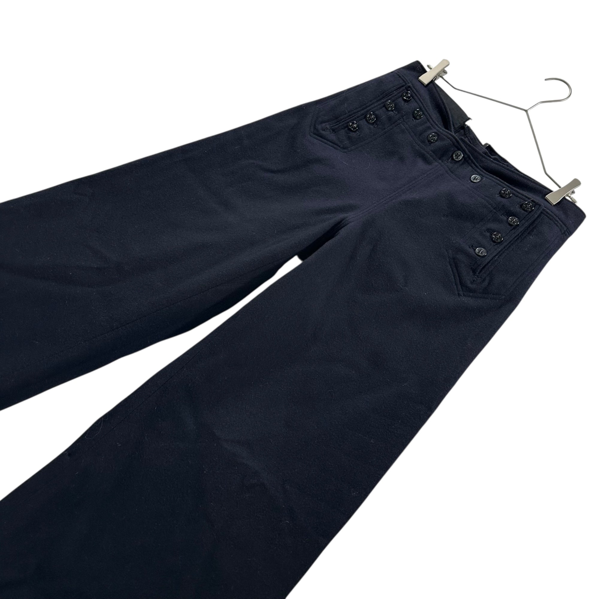 US NAVY(アメリカ海軍) Old Military Sailor Wide Pants 13 Buttons ミリタリー セーラー ワイド パンツ 13ボタン 33R ダークネイビー