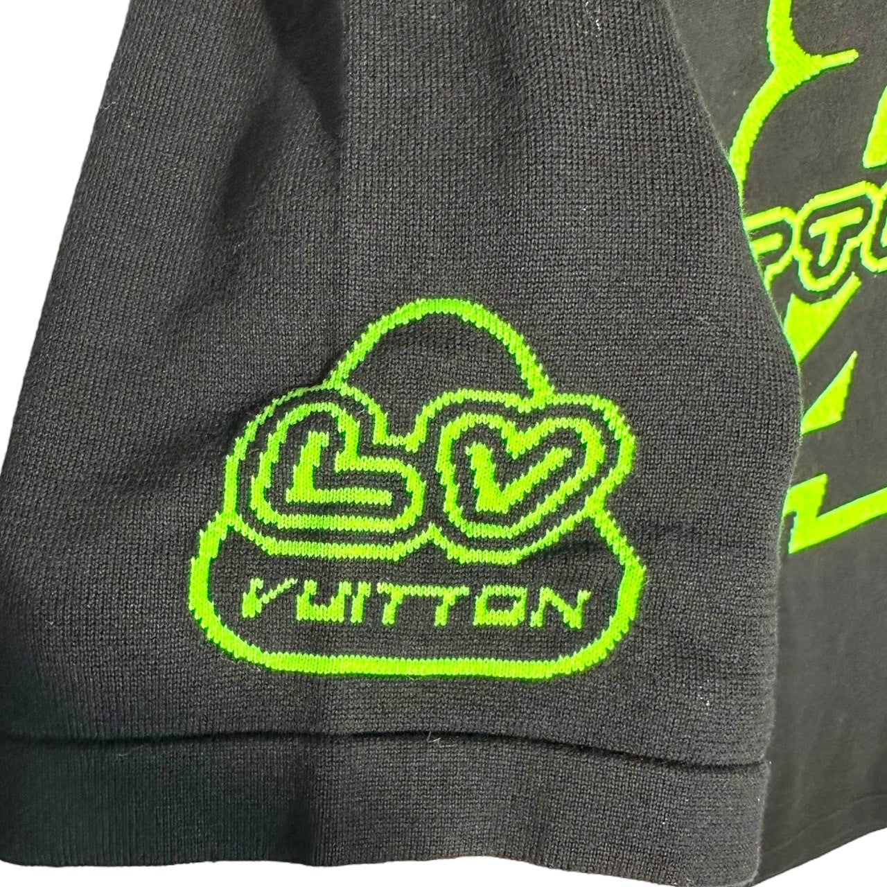 LOUIS VUITTON(ルイヴィトン) 22AW 1854 Graphic S/S Knit グラフィック 半袖 ニット Tシャツ 1AAGO4 XXL ブラック×ライムグリーン RM222 ZTD HNN78W カットソー プルオーバー