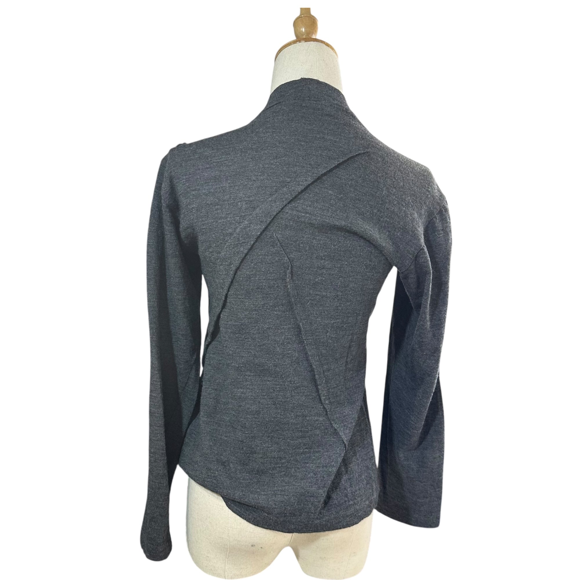 tricot COMME des GARCONS(トリココムデギャルソン) 92AW Asymmetrical design round neck wool knit&sewn アシンメトリー デザイン モックネック ウール ニットソー TT-050560 表記無(M程度) グレー 90's 90年代 AD1992 ヴィンテージ カットソー ニット 長袖