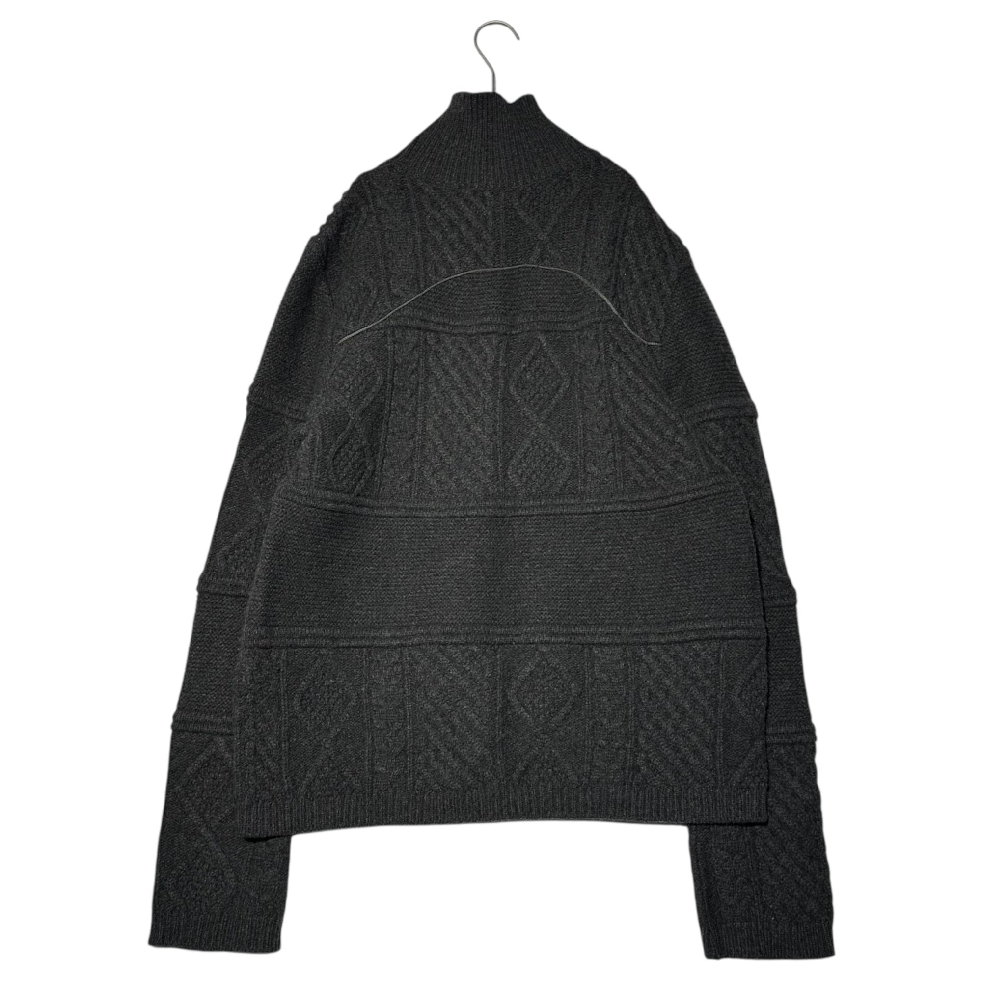 DIET BUTCHER SLIM SKIN(ダイエットブッチャースリムスキン) Sleeve-to-body seam piping turtleneck cable knit 袖付根 パイピング タートルネック ケーブル ニット 2(M程度) グレー