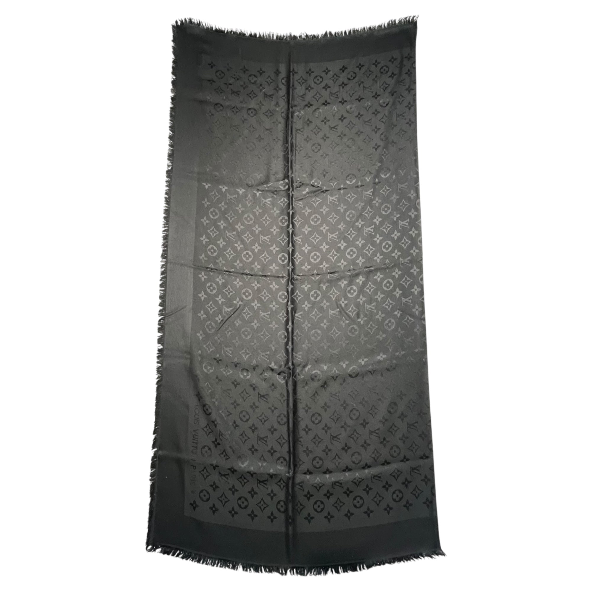 LOUIS VUITTON(ルイヴィトン) Shawl monogram ショール・モノグラム M71329 ブラック ストール シルク スカーフ 箱付