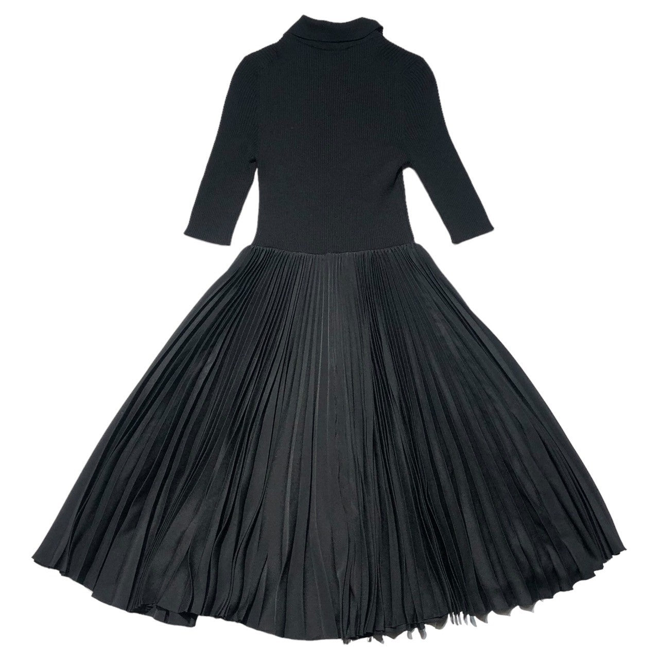 PRADA(プラダ) 20SS Chest logo knit polo pleated dress 胸ロゴ ニットポロ プリーツ切替 ワンピース P3E34 38(M~L) ブラック