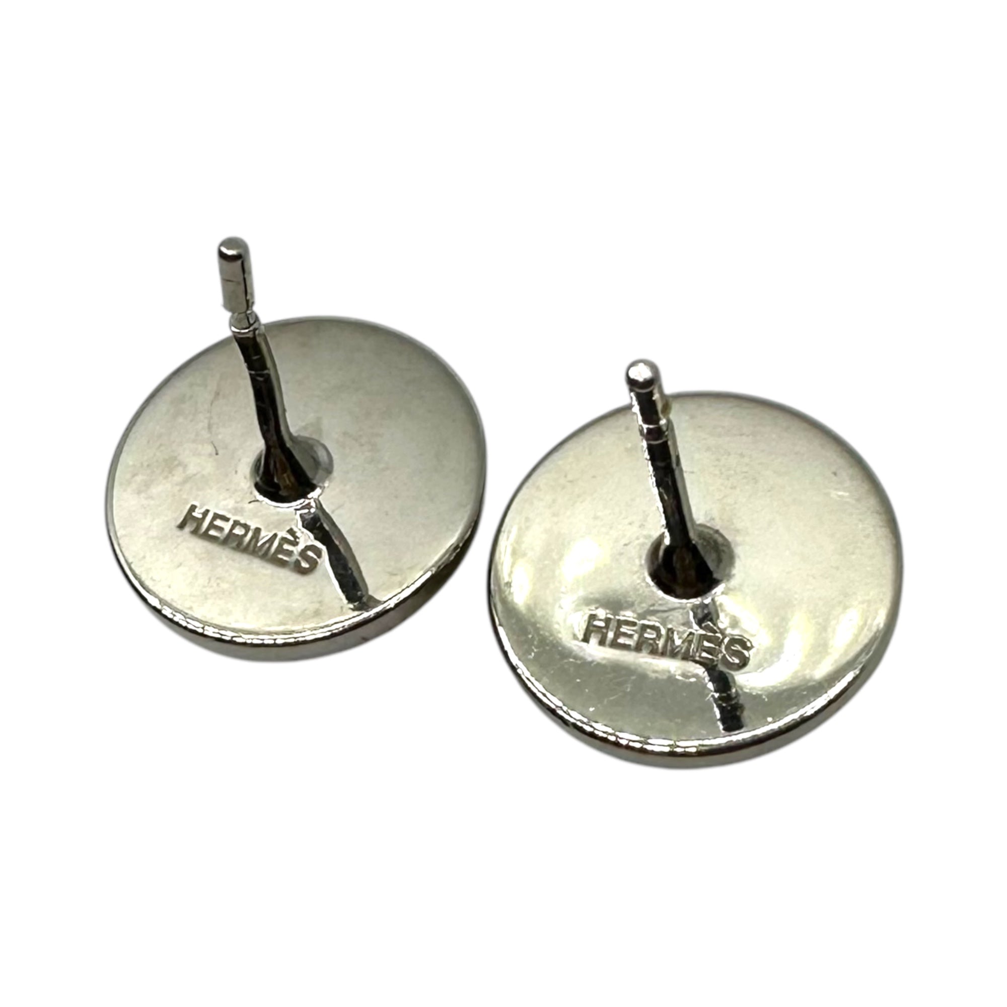 HERMES(エルメス) Eclipse Pierced Earrings エクリプス ピアス 両耳 シルバー×ホワイト 箱付