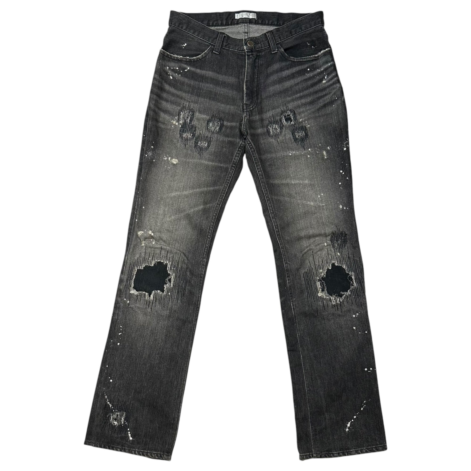 NUMBER (N)INE(ナンバーナイン) 2001AW "STANDARDS" GRANGE DENIM PANTS スタンダード期 グランジ デニム パンツ 2×30 ブラック 00's