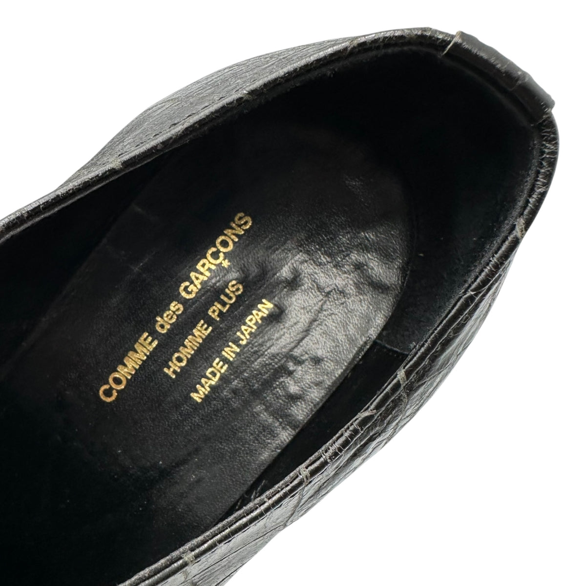 COMME des GARCONS HOMME PLUS(コムデギャルソンオムプリュス) Croc-embossed leather heeled shoes クロコ 型押し レザー ヒール シューズ 26cm ブラック 革靴