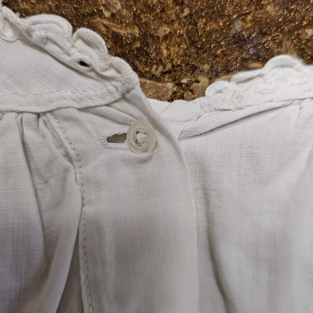 Euro Vintage(ヨーロッパヴィンテージ) Meduse_10'~20's french cotton flower embroidery short sleeve long dress /フレンチコットン花刺繍半袖ロングワンピース 表記なし(Mサイズ程度) ホワイト