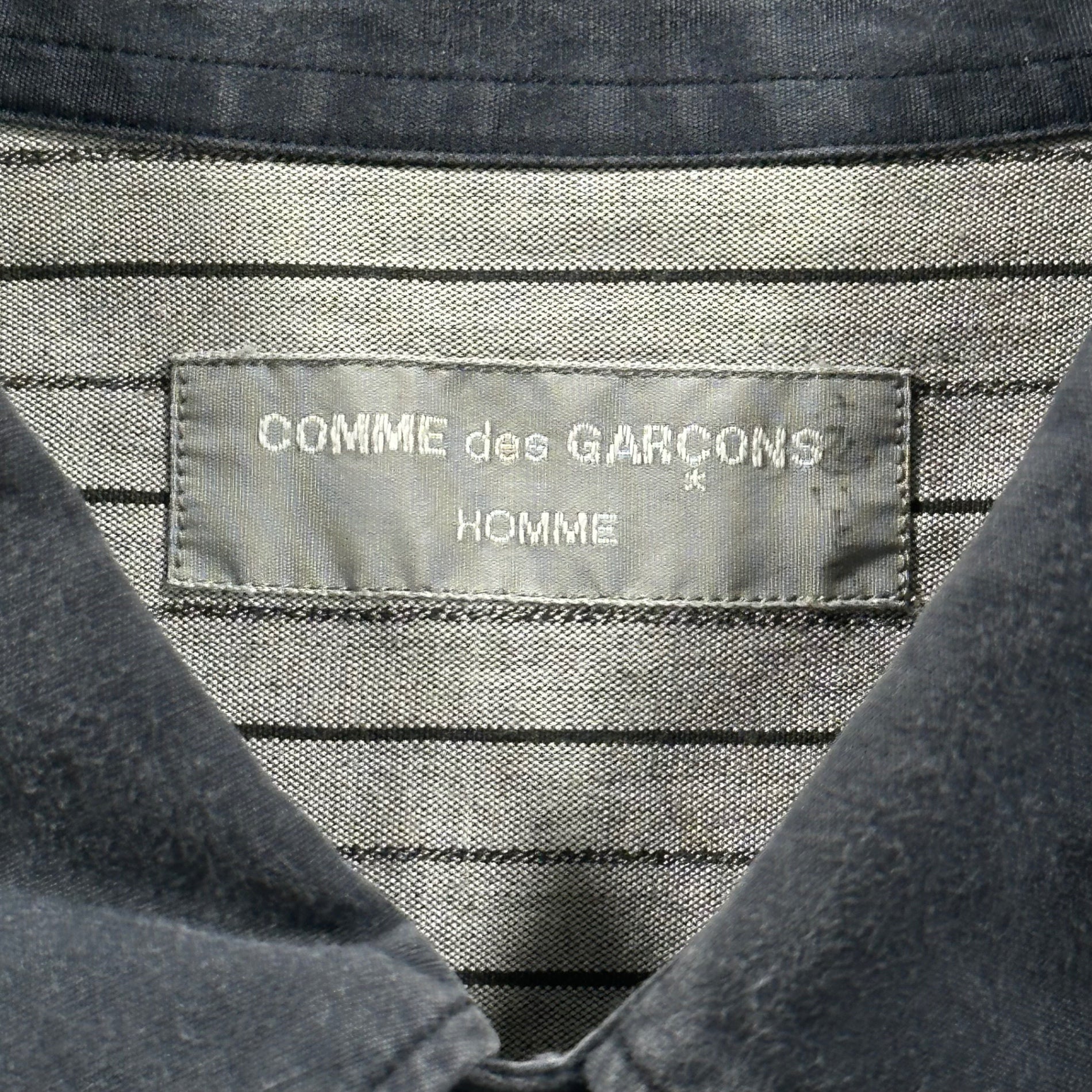 COMME des GARCONS HOMME(コムデギャルソンオム) 80's Crescendo Button Stripe Shirt 本人期 クレッシェンド ボタン ストライプ シャツ HB-080050 表記無(L程度) グレー 80年代 アーカイブ ヴィンテージ 川久保玲 デカボタン グラデーション