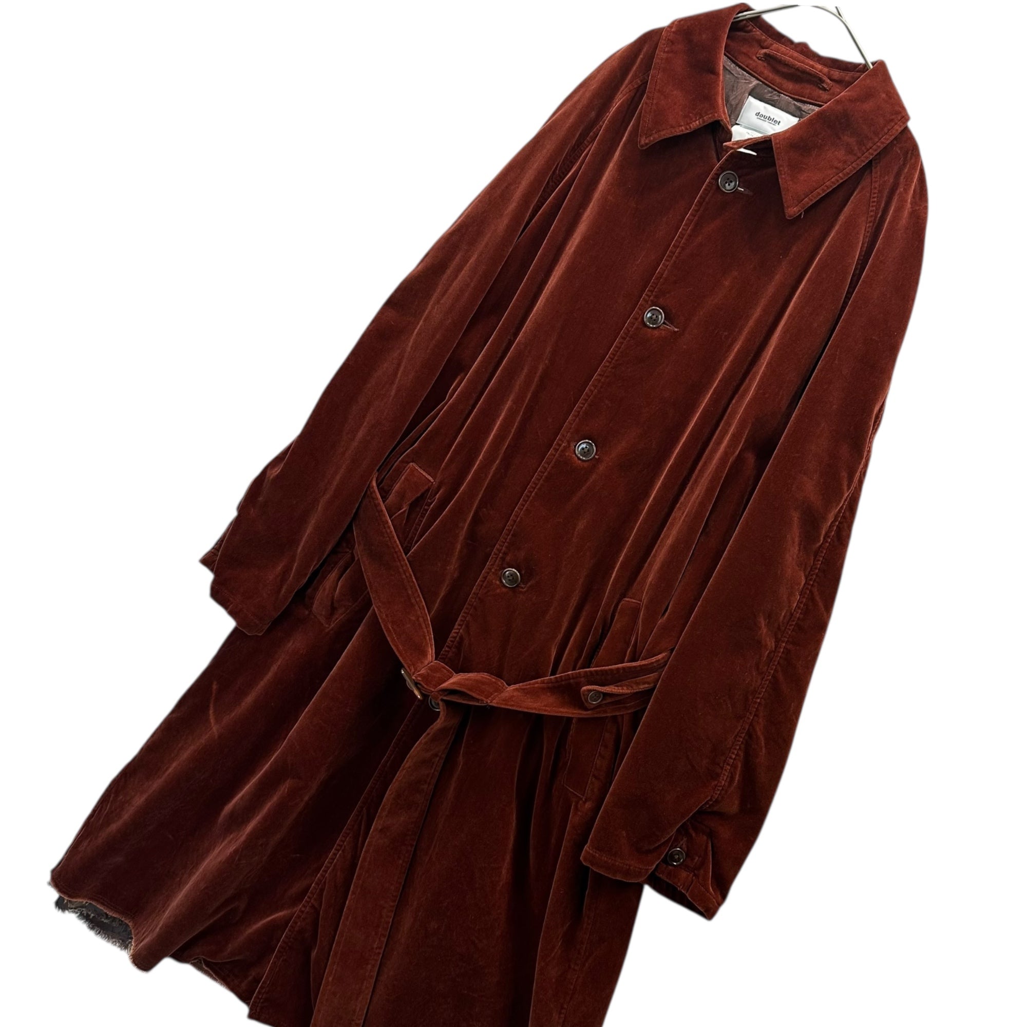 doublet(ダブレット) 21AW CUT OFF VELVET COAT カットオフベルベットコート 21AW09CO46 L ブラウン