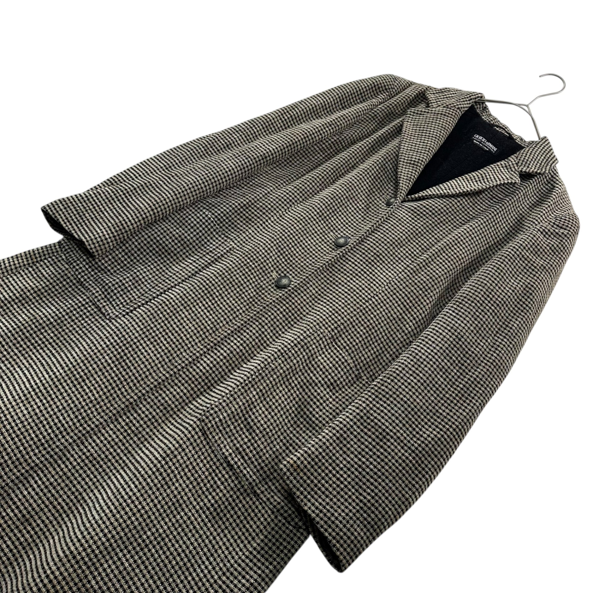 GIORGIO ARMANI(ジョルジオアルマーニ) 80's Wool and Viscose Corduroy Long Coat 80年代 ウール ビスコース コーデュロイ ロング コート Soprabito Don 2612122 42 ベージュ×ブラック