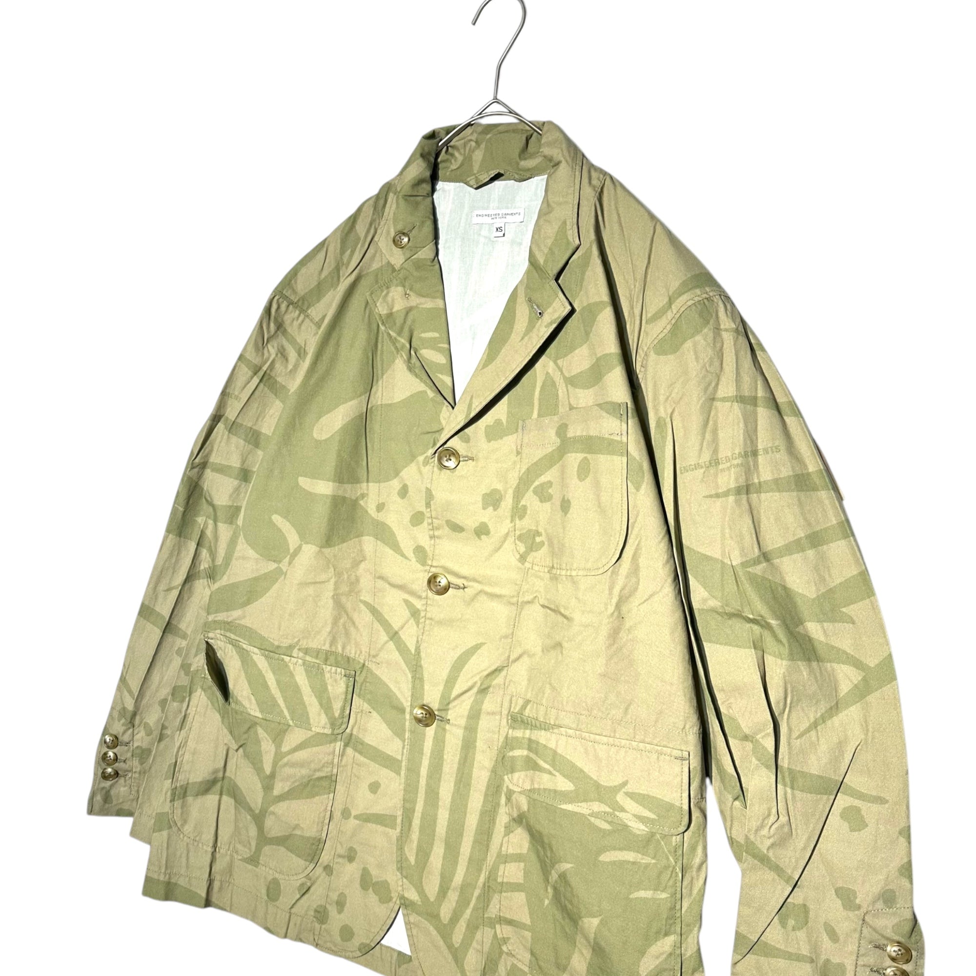 Engineered Garments(エンジニアードガーメンツ) 22SS LOITER JACKET – LEAF PRINT COTTON POPLIN ロイター ジャケット - リーフ プリント コットン ポプリン XS カーキ テーラード