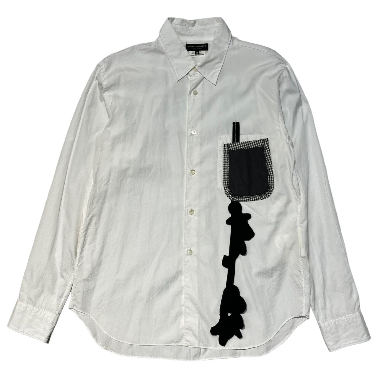 COMME des GARCONS HOMME PLUS(コムデギャルソンオムプリュス) 10SS Docking pocket L/S shirt ドッキング 人形 ポケット 長袖 シャツ PE-B007 XS ホワイト AD2009 ランダムコラージュ期