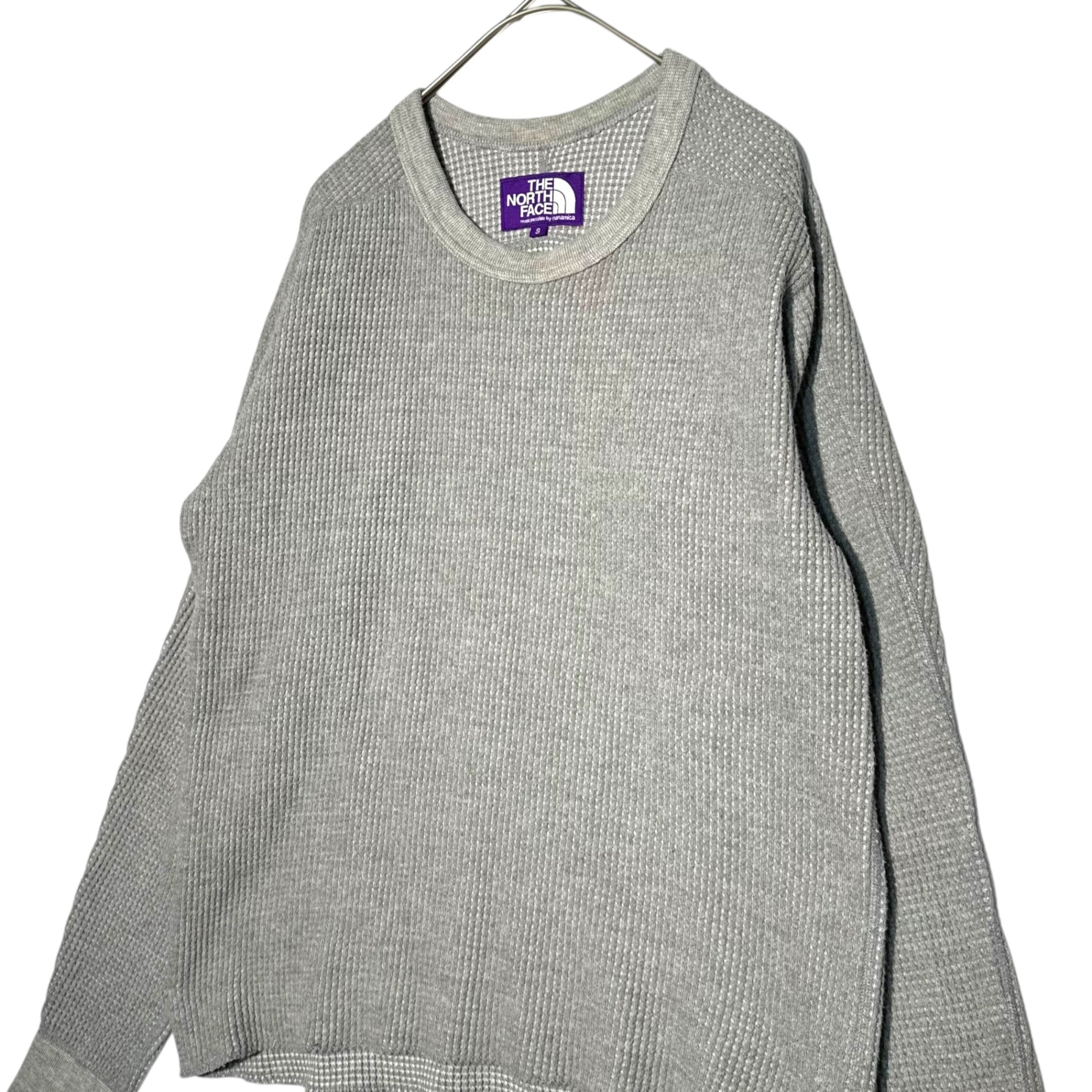 THE NORTH FACE PURPLE LABEL(ノースフェイスパープルレーベル) L/S waffle cut and sew ロングスリーブ ワッフル カットソー NT3905N S グレー
