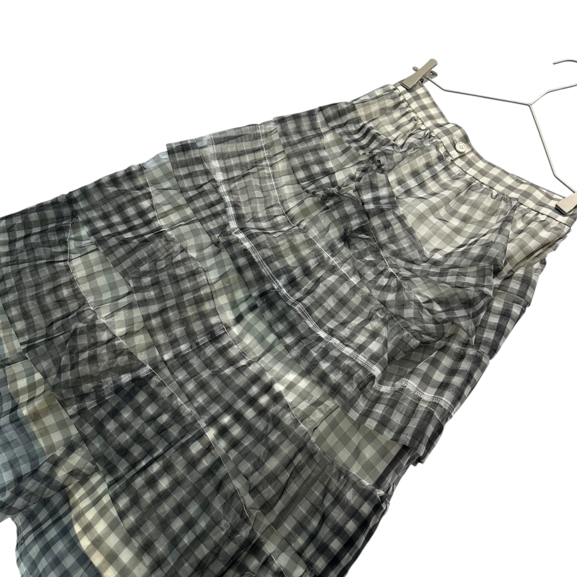 tricot COMME des GARCONS(トリココムデギャルソン) 07SS Gingham Check Sheer Nylon Layered Skirt ギンガムチェック シアー ナイロン レイヤード スカート TS-S033 M ホワイト×ブラック AD2006