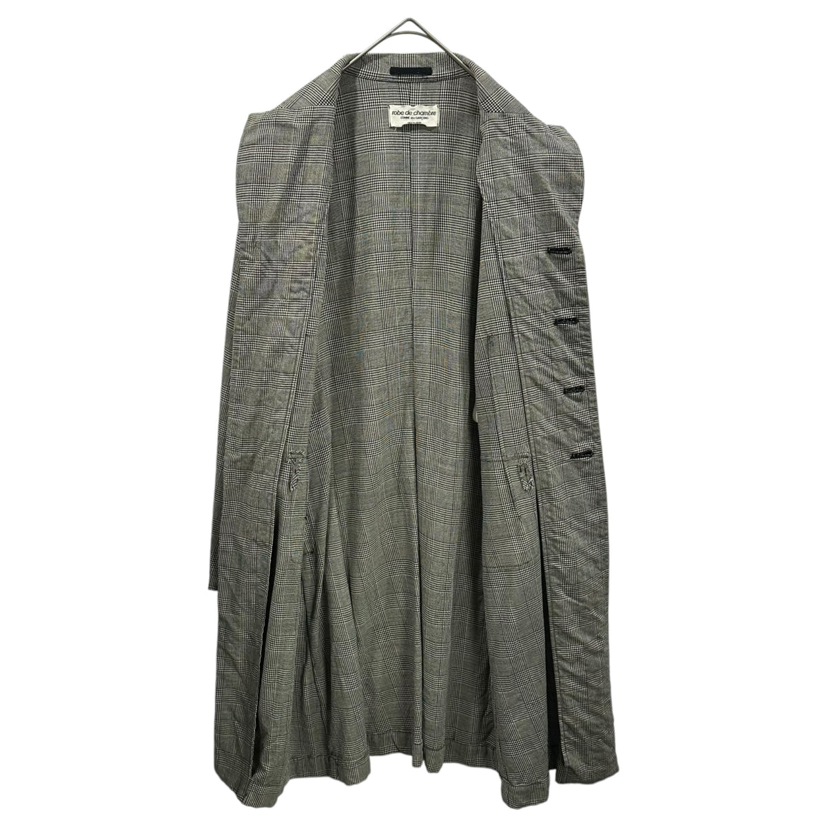 robe de chambre COMME des GARCONS(ローブドシャンブルコムデギャルソン) 1999SS Wool and Nylon Glen Check Half Coat ウール ナイロン グレンチェック ハーフ コート RJ-100040 FREE ブラック×アイボリー AD1998 90s アーカイブ