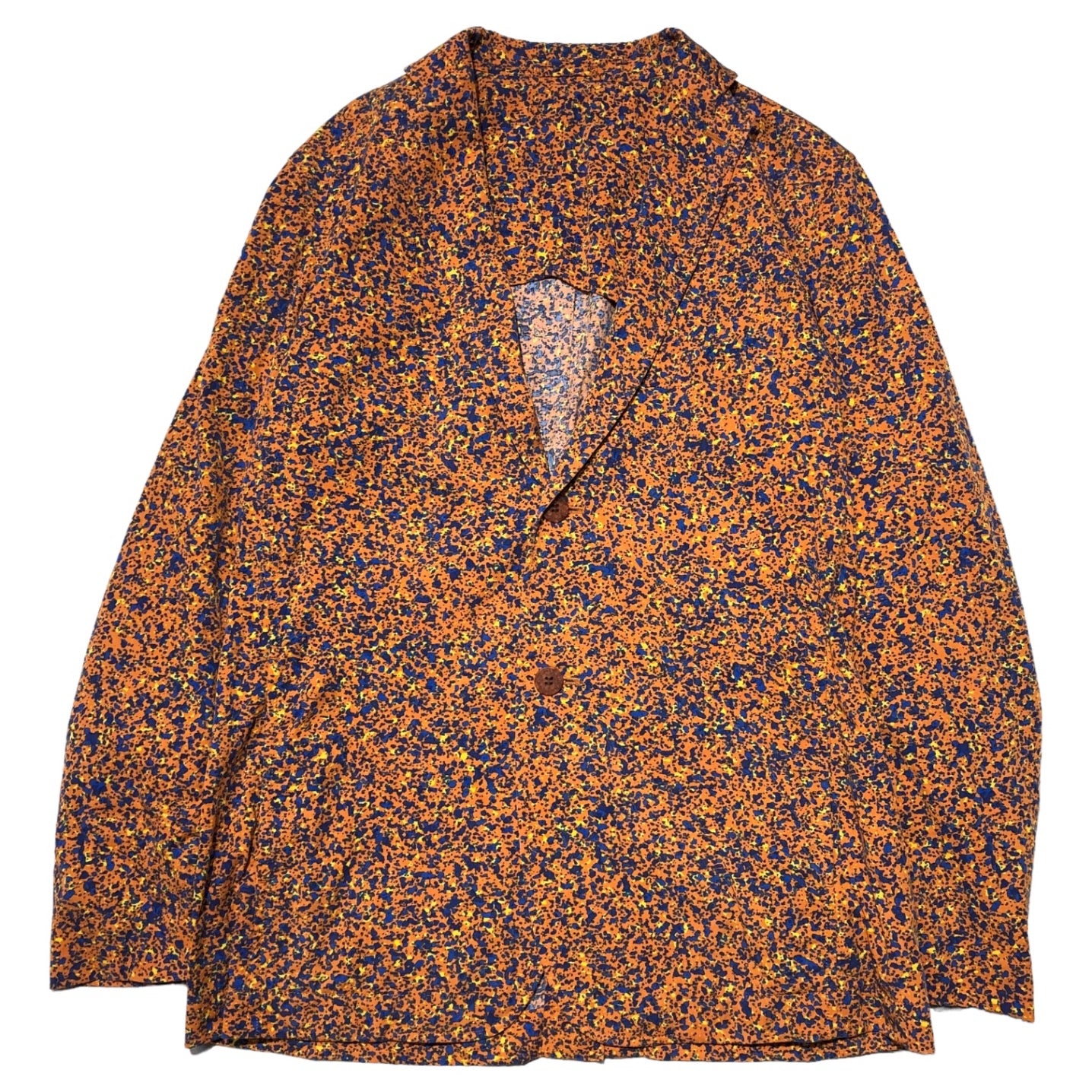 ISSEY MIYAKE MEN(イッセイミヤケメン) 16AW Marble print jacket setup マーブルプリントジャケットセットアップ ME63FD200 ME63FF201 TOP:4(XL) BOTTOM:3(L) オレンジ×ブルー コレクションランウェイ着用品 稀少品