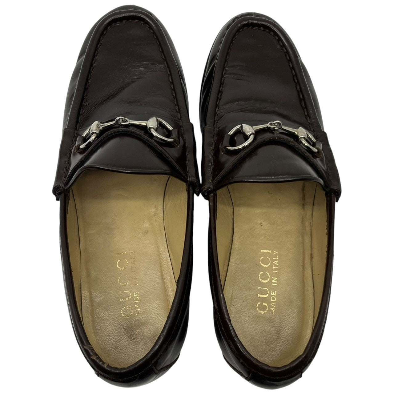 GUCCI(グッチ) Glass leather bit loafers ガラス レザー ビット ローファー 100-0255 6 1/2() ブラウン
