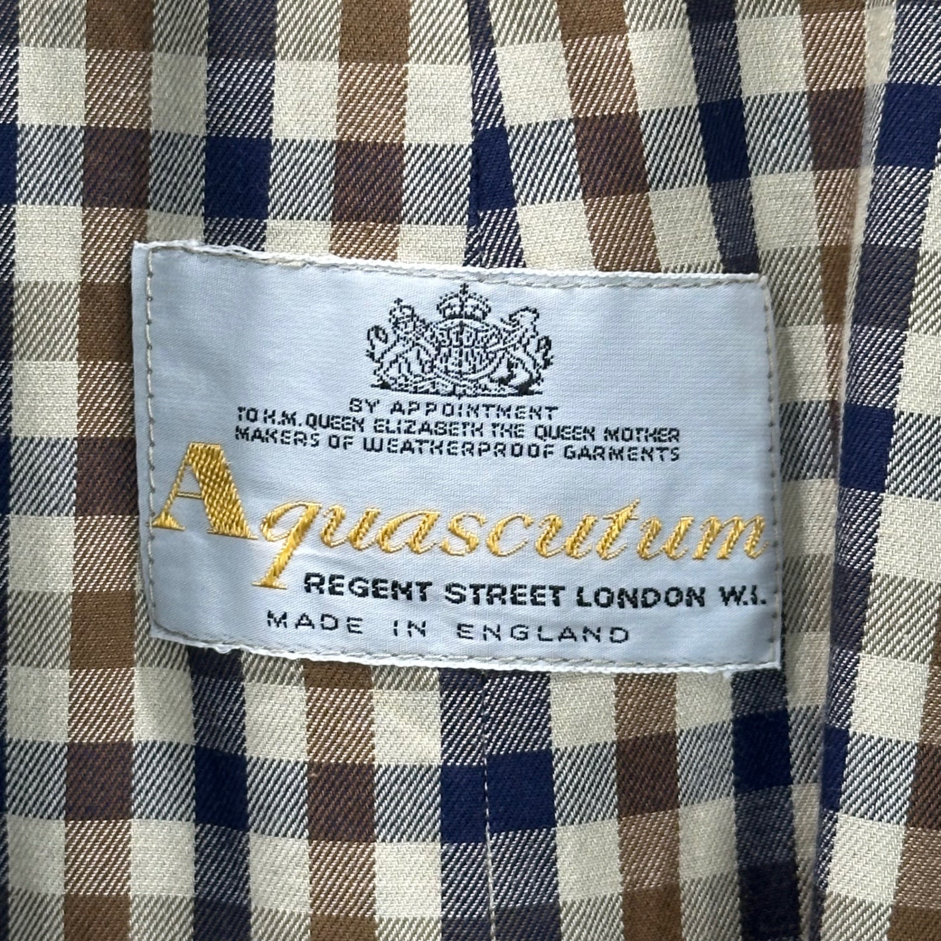 Aquascutum(アクアスキュータム) 80's England made Aqua 5 Trench coat 英国製 トレンチ コート M14(L~XL) ベージュ 80年代 チェック ロング ヴィンテージ