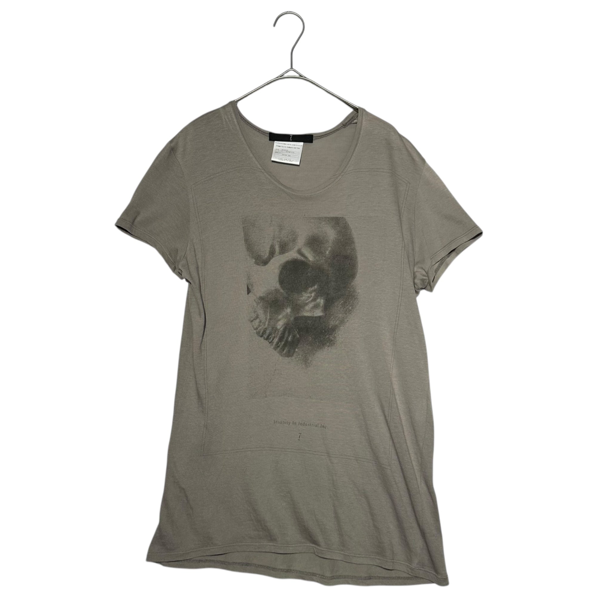 JULIUS(ユリウス) 08's Archive Skull Shadow Print Crew Neck Cut and Sewn 08年代 アーカイブ スカル 影 プリント クルーネック カットソー 1(S) グレー×ブラック