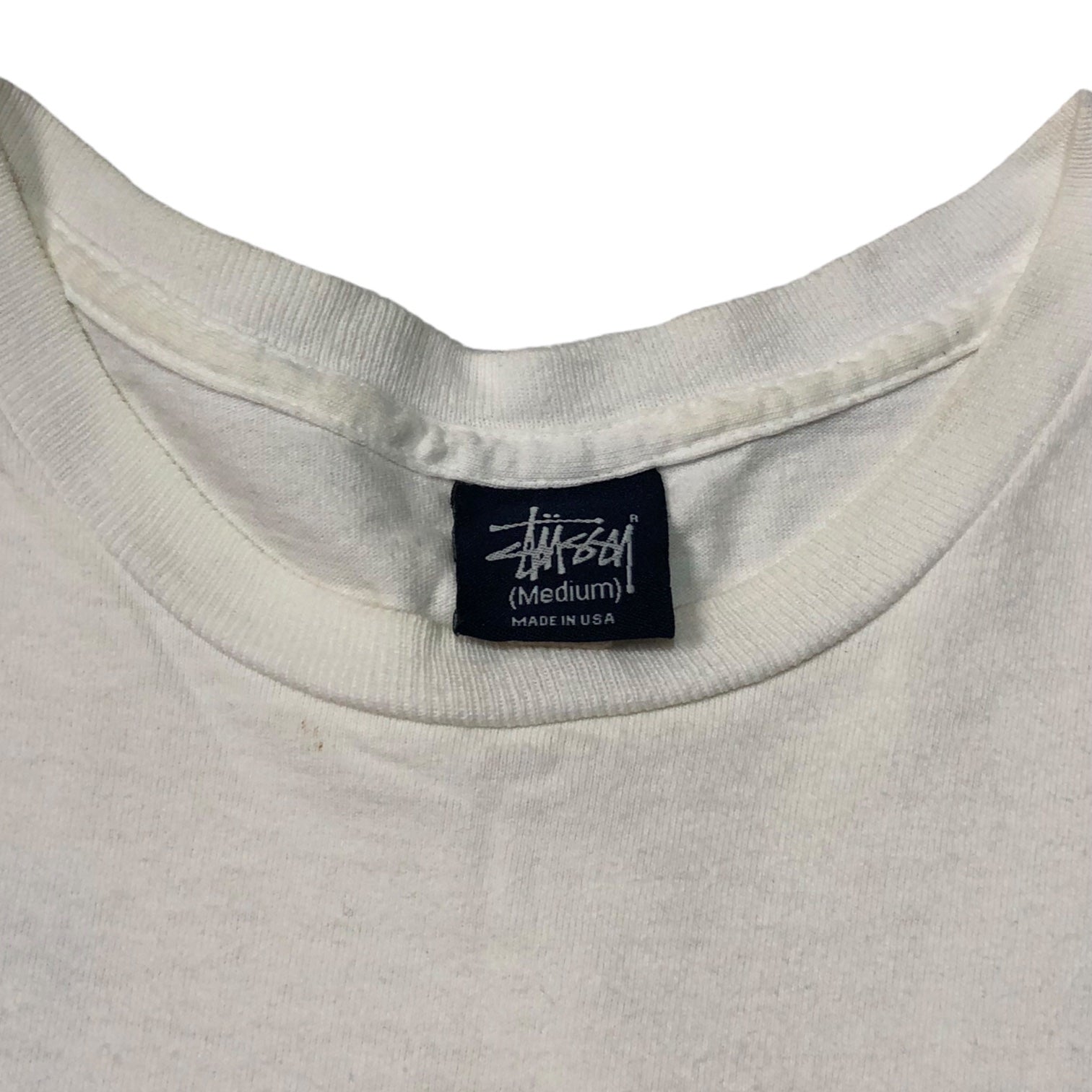 STUSSY(ステューシー) 90's~00's VINTAGE Panther x Lion Logo Tシャツ パンサー ライオン 紺タグ SIZE M ホワイト 90~00年代 バックプリント OLD STUSSY