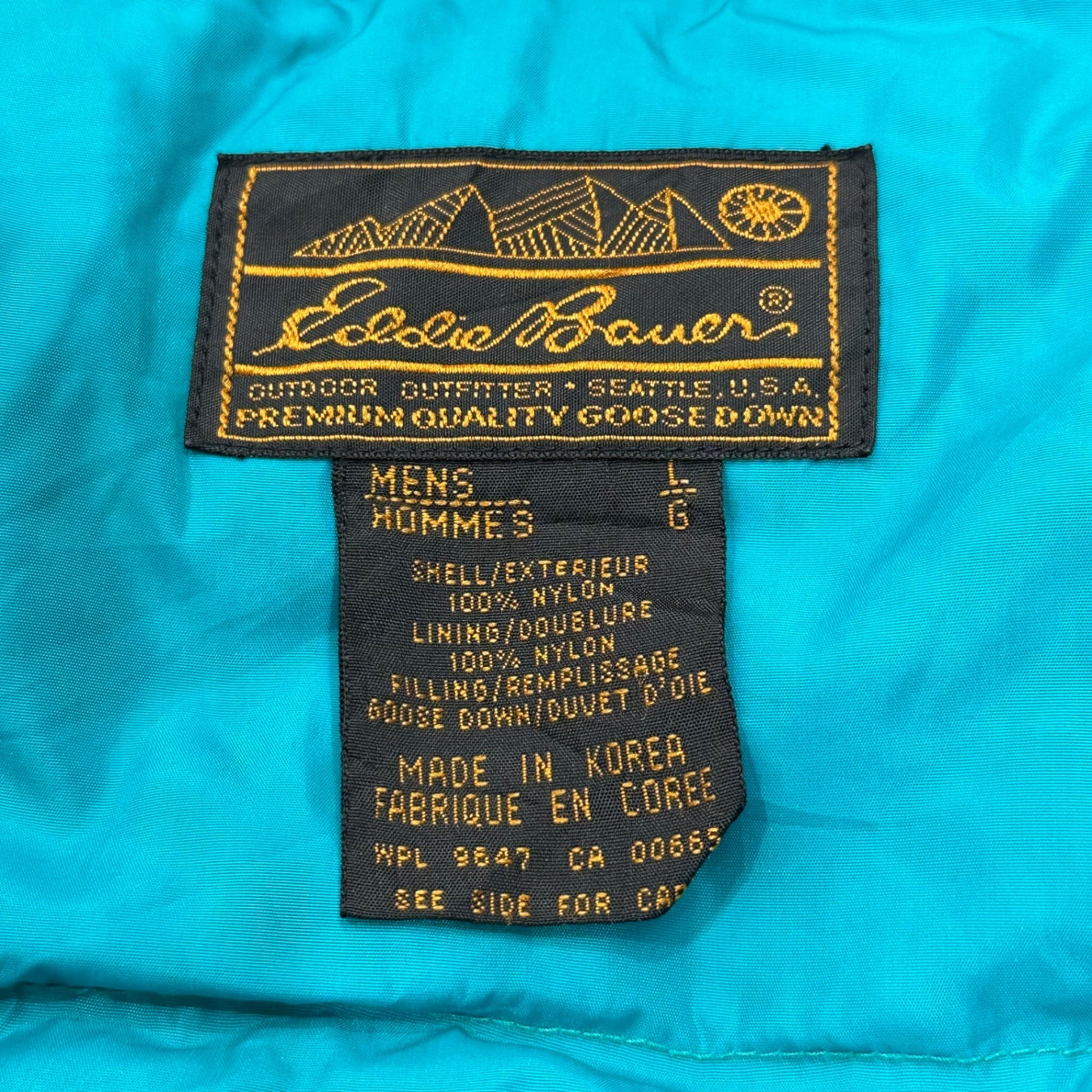 Eddie Bauer(エディーバウアー) 80~90's Short-length Ski Down Jacket 80年 90年代 ショート丈 スキー ダウン ジャケット 9647 L ブルー×ターコイズ 黒タグ ヴィンテージ
