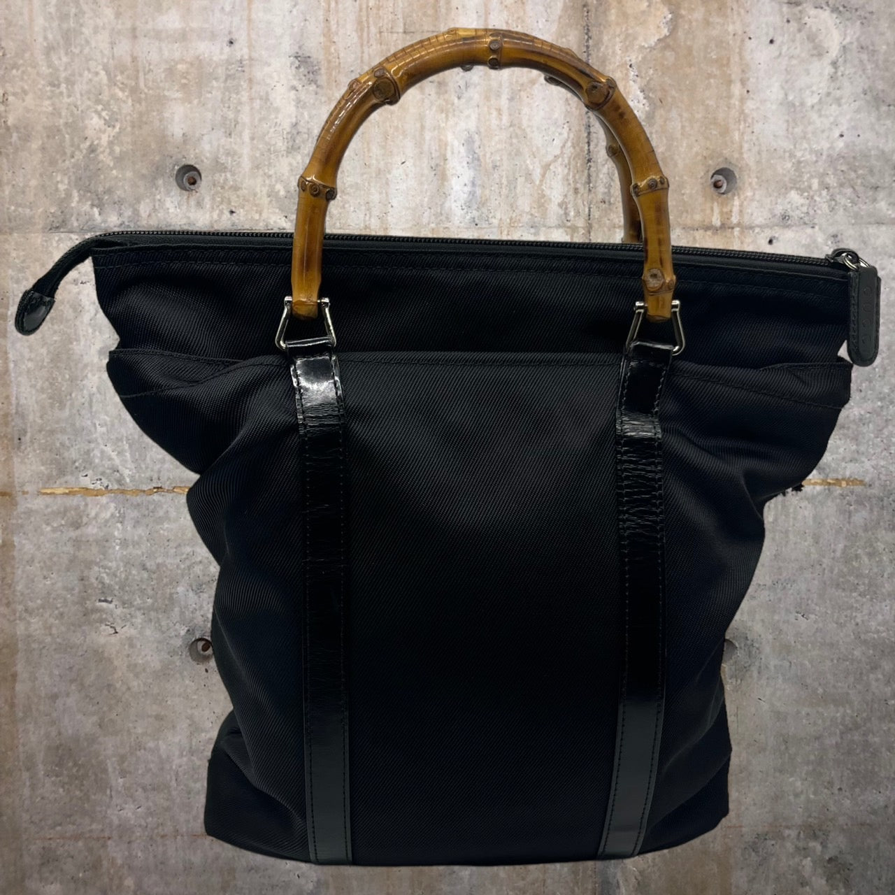 GUCCI(グッチ) バンブー切替ハンドバッグ 00037540508 ブラック OLD GUCCI 補修跡有