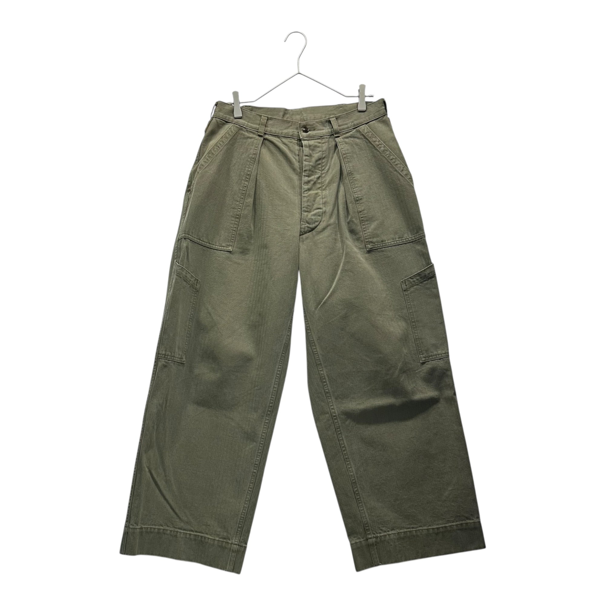 A.PRESSE(アプレッセ) 21AW USAF Hemmed Bottoms Pants ヘリンボーン カーゴ パンツ 21AAP-04-03M 1 カーキ ワイド ストレート ミリタリー