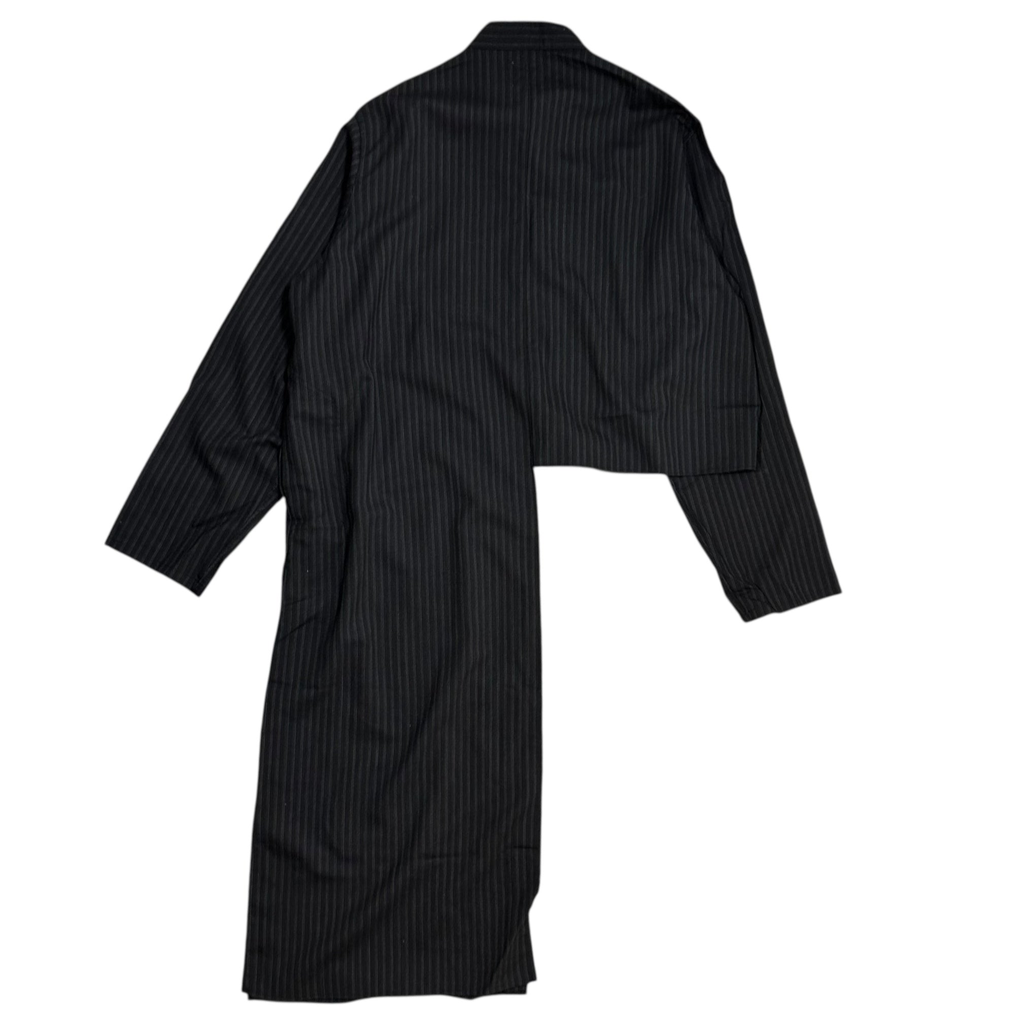 RANDY(ランディー) Striped Asymmetrical Long Shirt ストライプ アシンメトリー ロング シャツ チャコールグレー