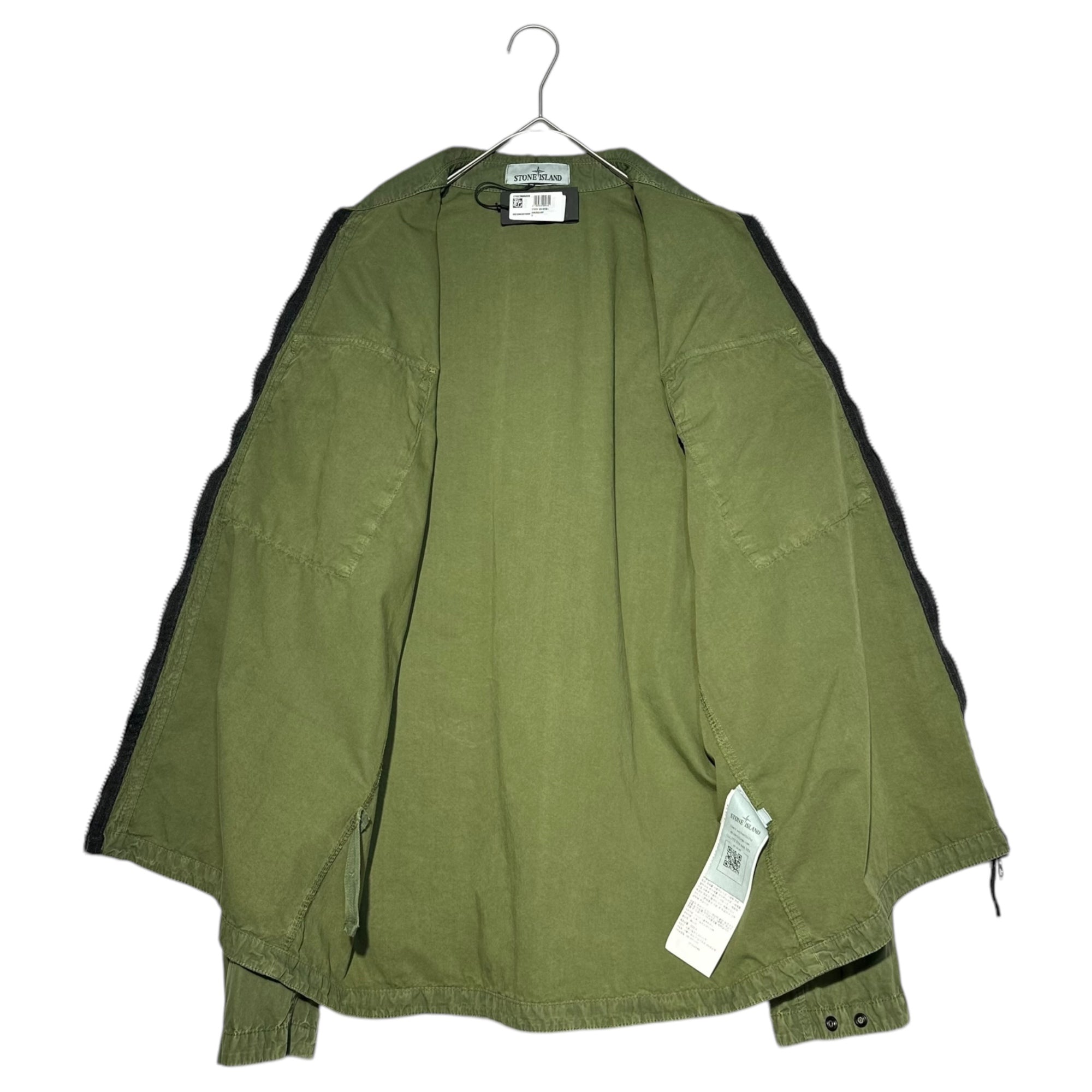 STONE ISLAND(ストーンアイランド) 22AW Brushed Cotton Canvas Zip Overshirt ブラッシュド コットン キャンバス ジップアップ シャツ ジャケット 7715101WN L グリーン ブルゾン